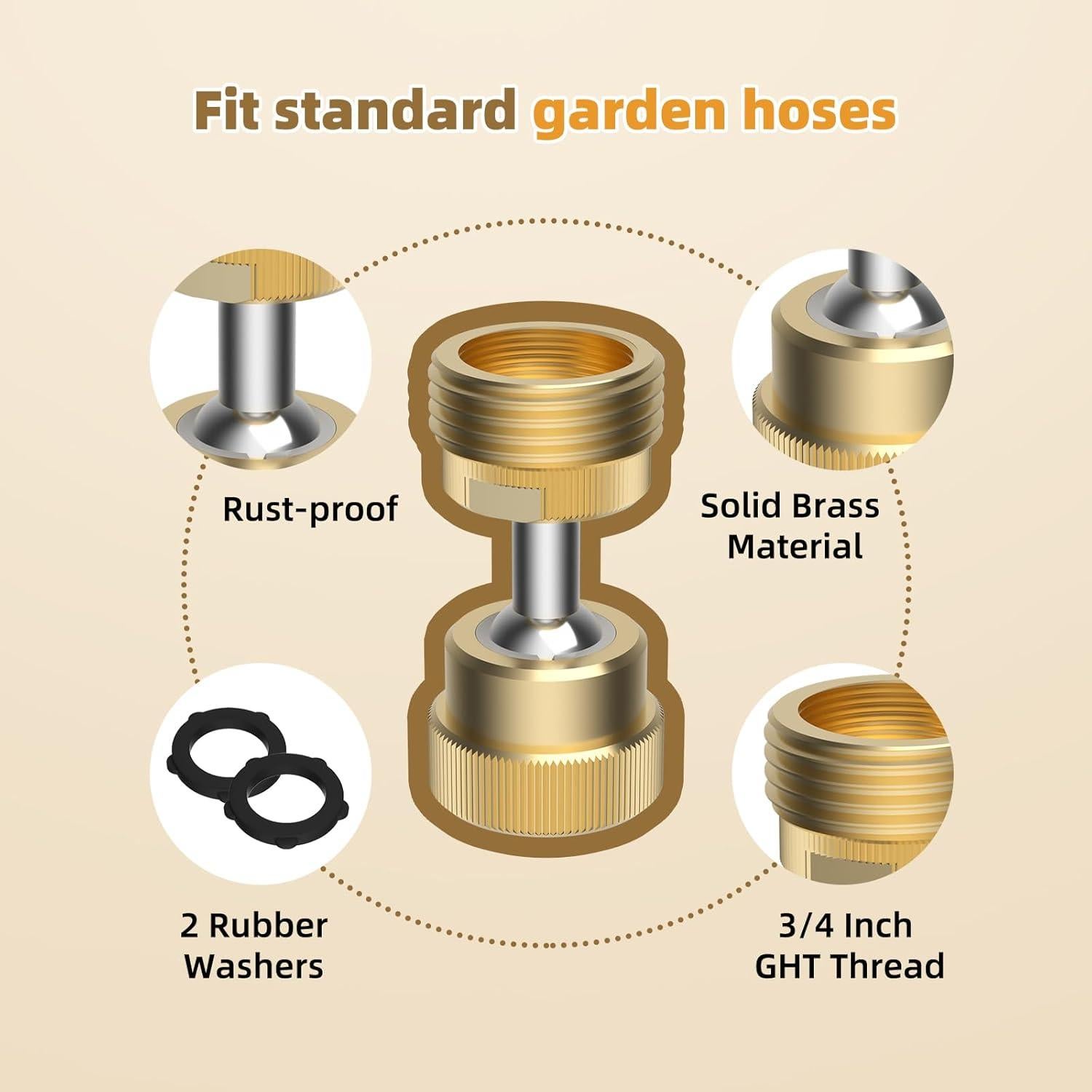 Adaptador de Manguera de Jardín Hibbent 3/4" GHT Doble Giratorio