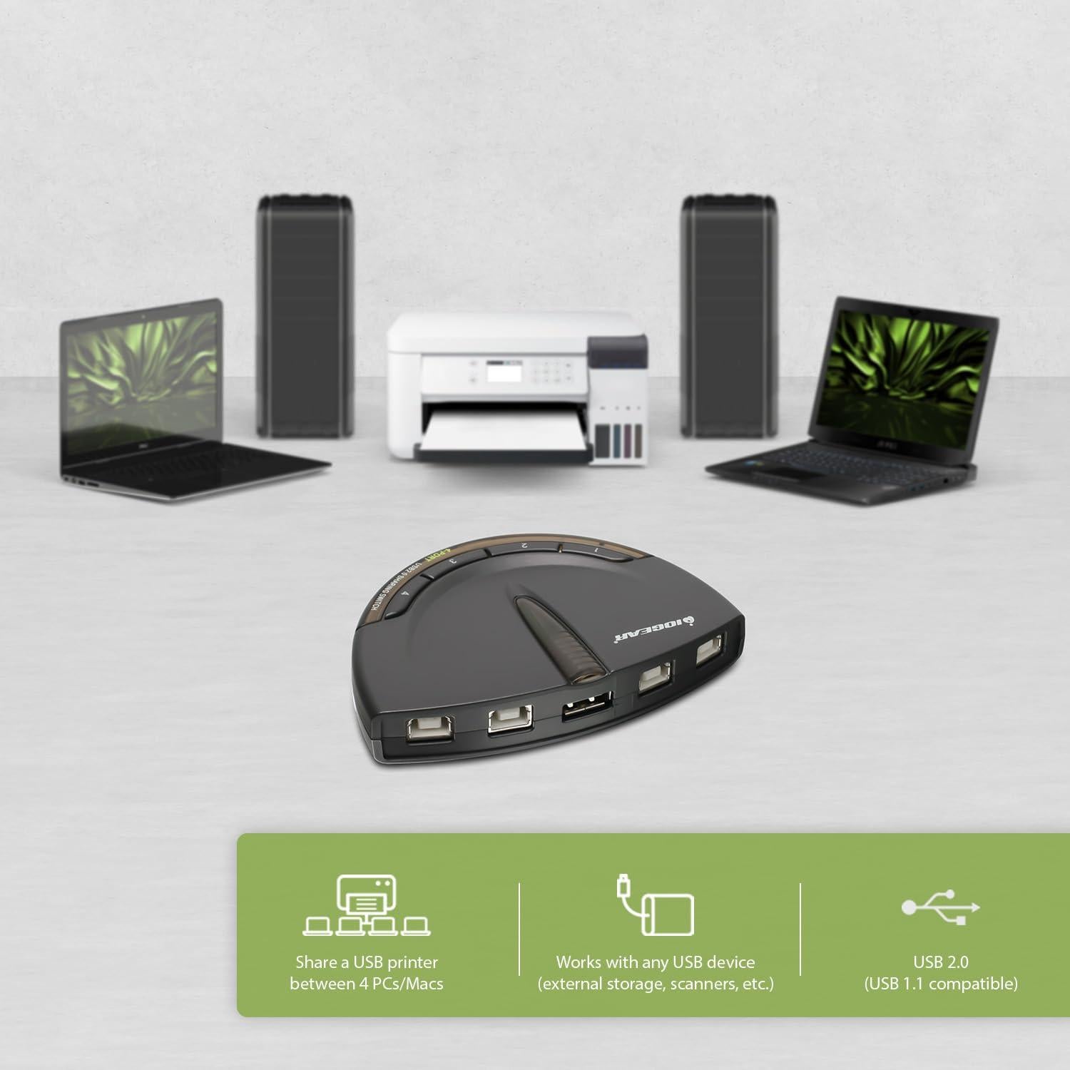 Interruptor Automático USB 2.0 IOGEAR GUB431 para 4 Computadoras