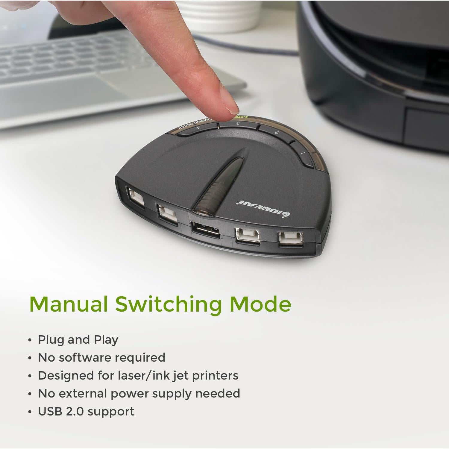 Interruptor Automático USB 2.0 IOGEAR GUB431 para 4 Computadoras