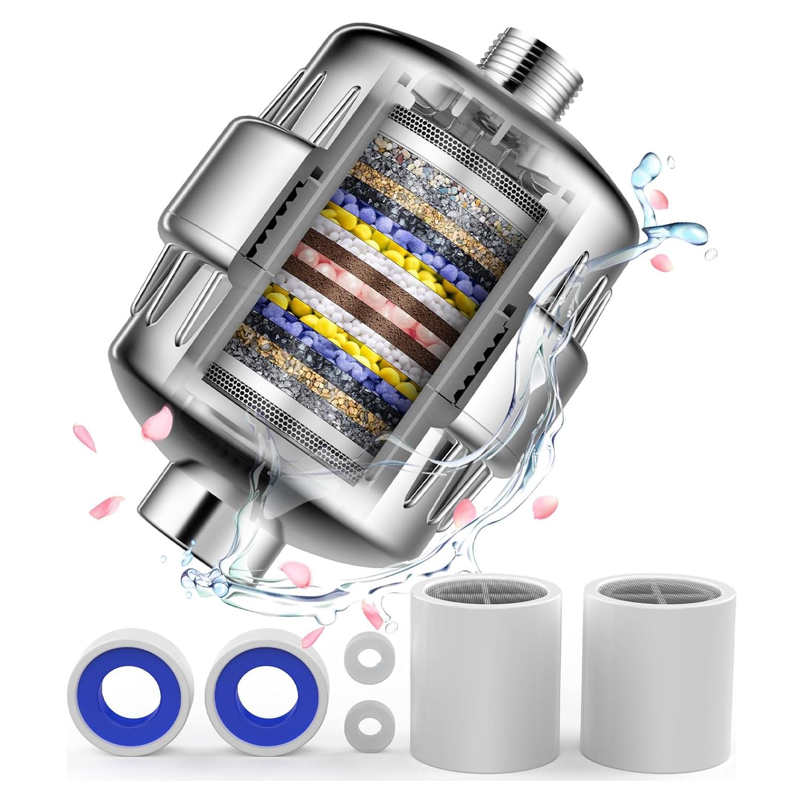 Filtro de Ducha JNZCH 20 Etapas para Agua Dura - Plata