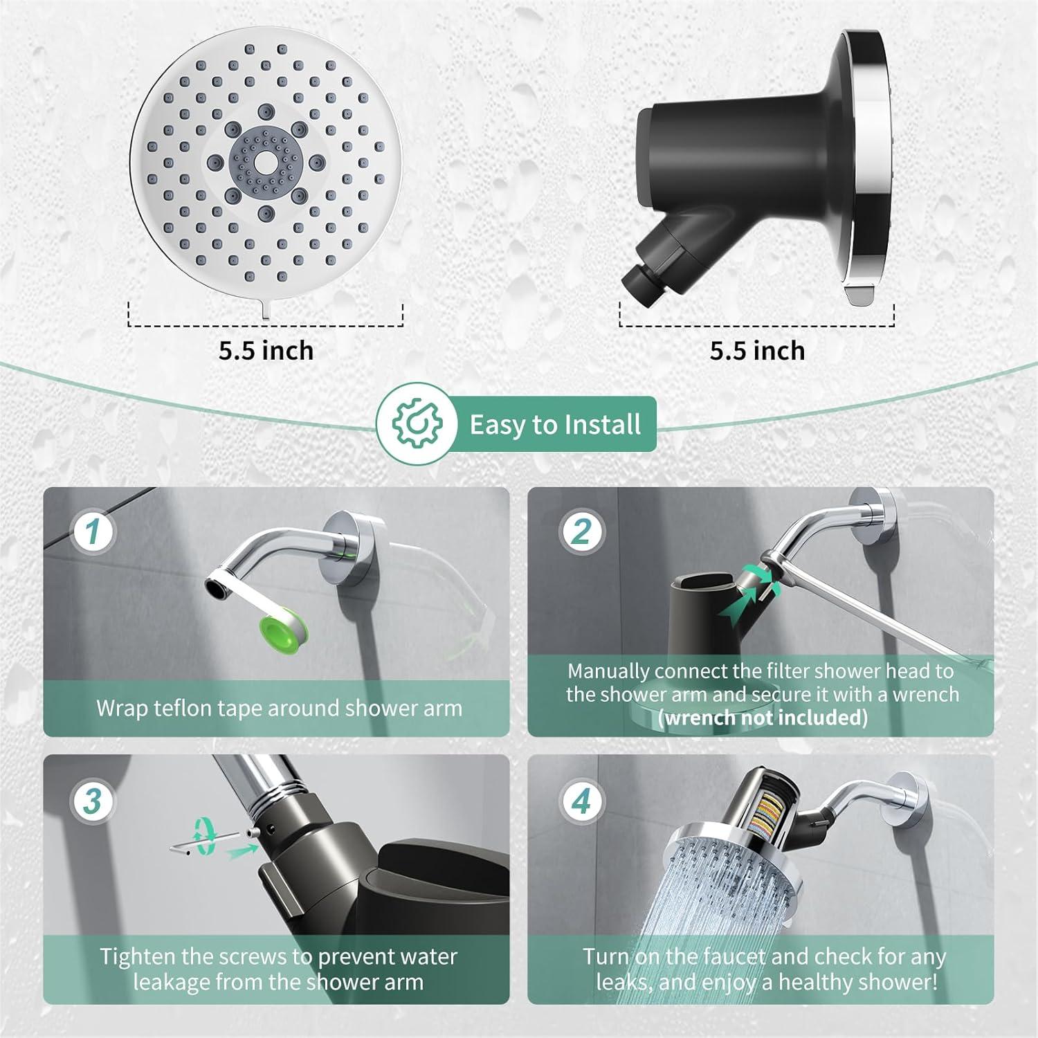 Cabezal de Ducha Filtrado SR SUN RISE 20 Etapas 6 Modos 14cm