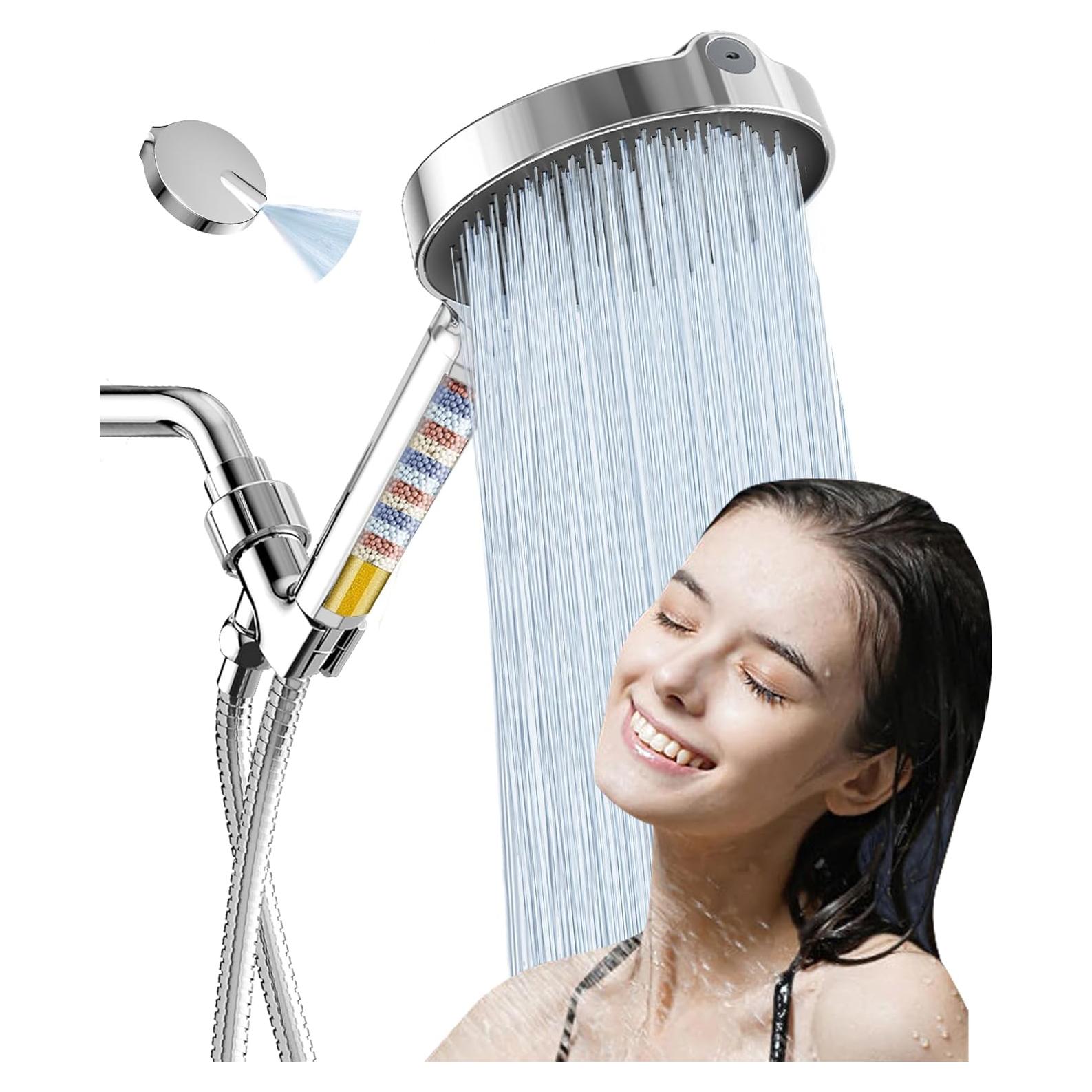 Cabezal de Ducha Filtrado JITTGO 6" Alta Presión Cromo-Negro