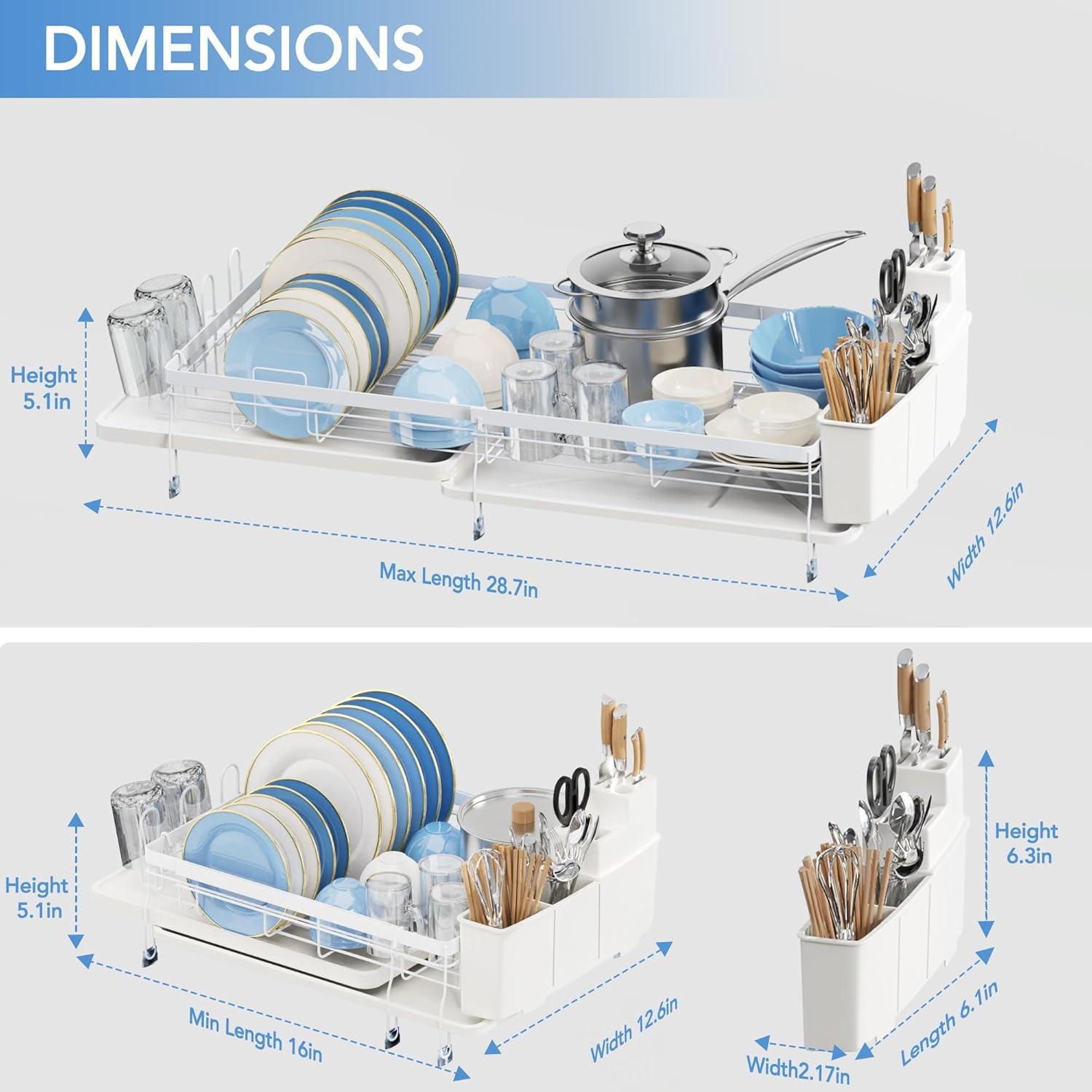 Estante Secador de Platos Expandible ROTTOGOON Blanco 48.8-72.9 cm
