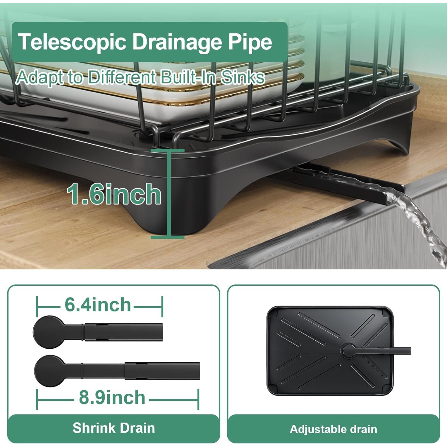 Escurridor de Platos HOMEAILIE Grande 2 Niveles Negro