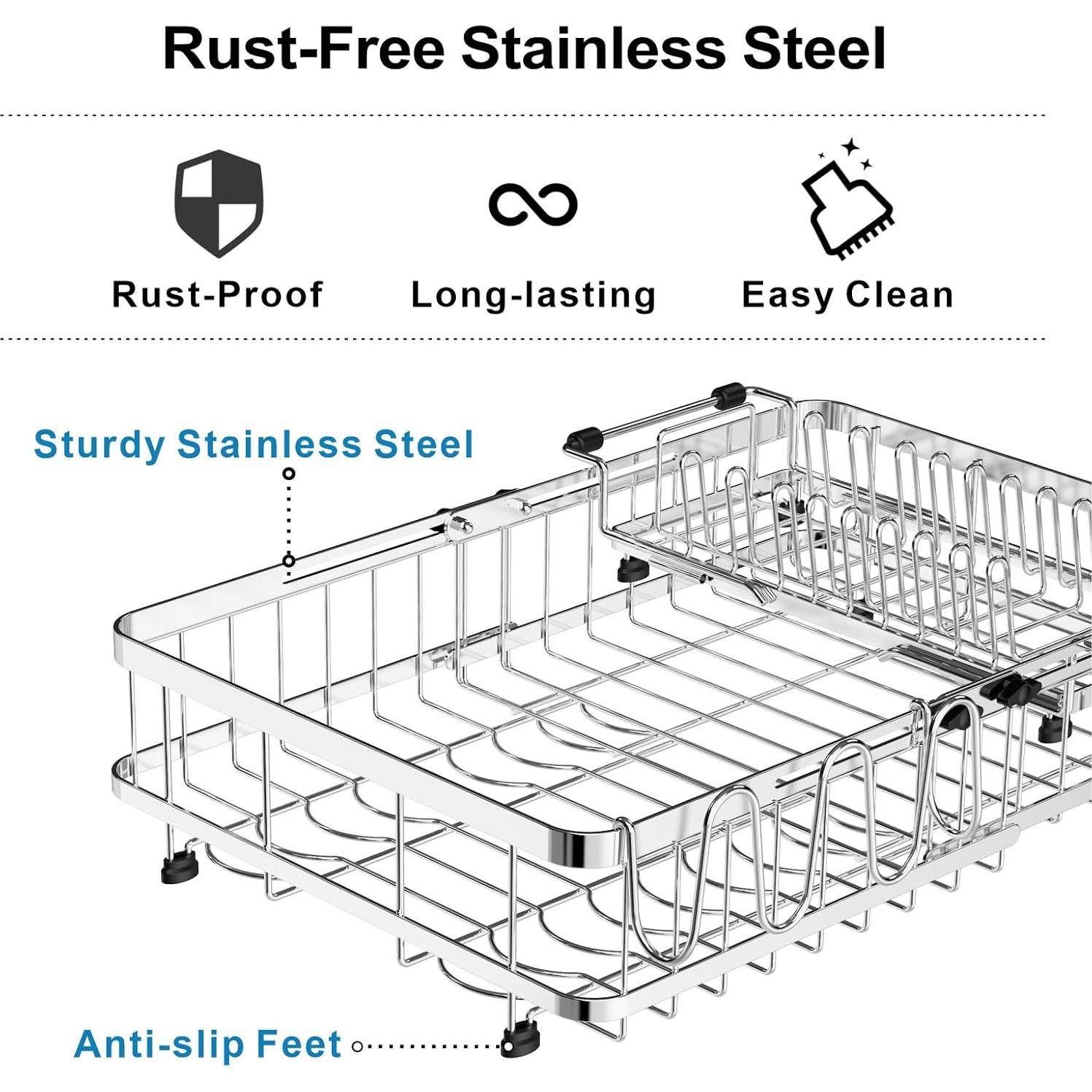 Estante de Secado de Platos GSlife Acero Inoxidable Expandible 42-54 cm