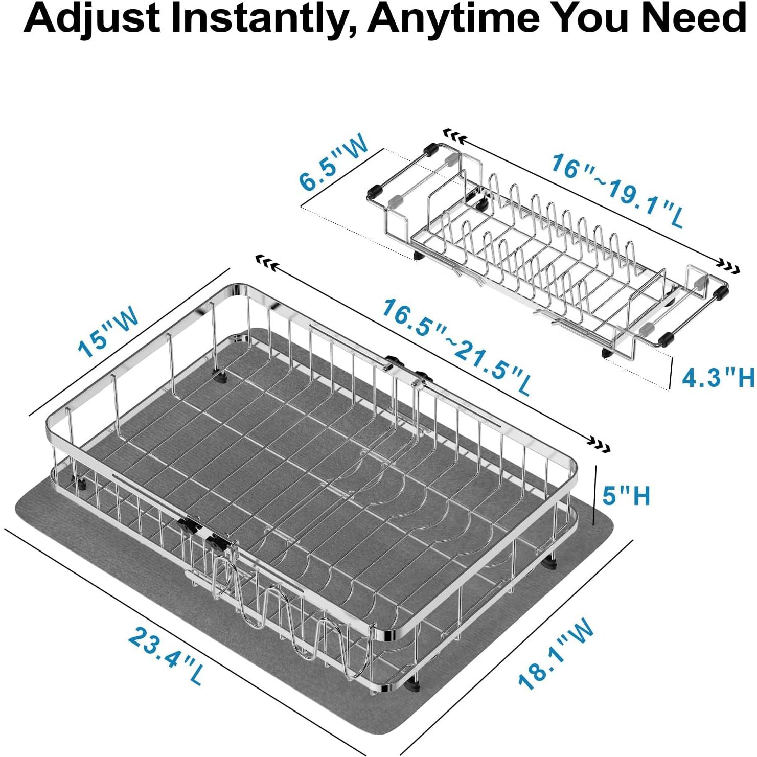 Estante de Secado de Platos GSlife Acero Inoxidable Expandible 42-54 cm