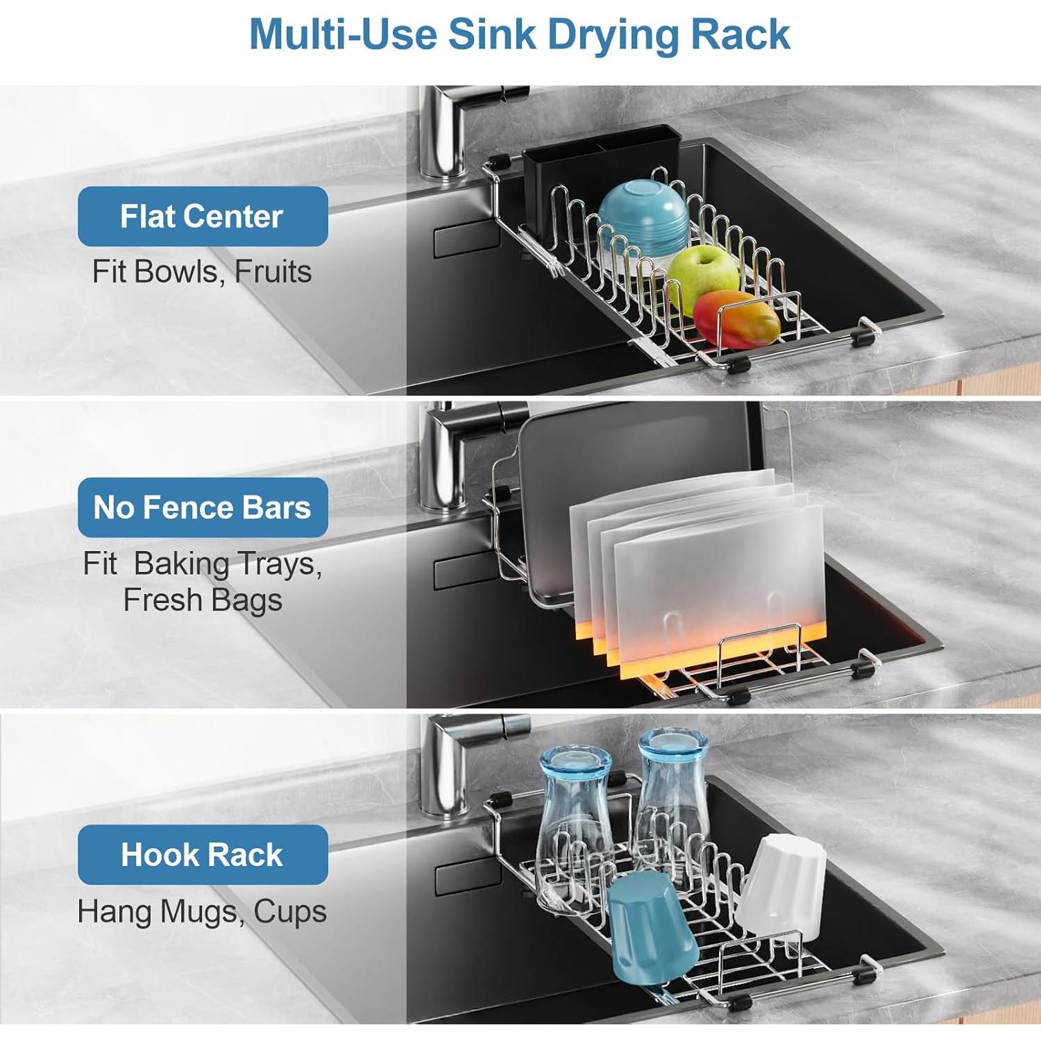 Estante de Secado de Platos GSlife Acero Inoxidable Expandible 42-54 cm