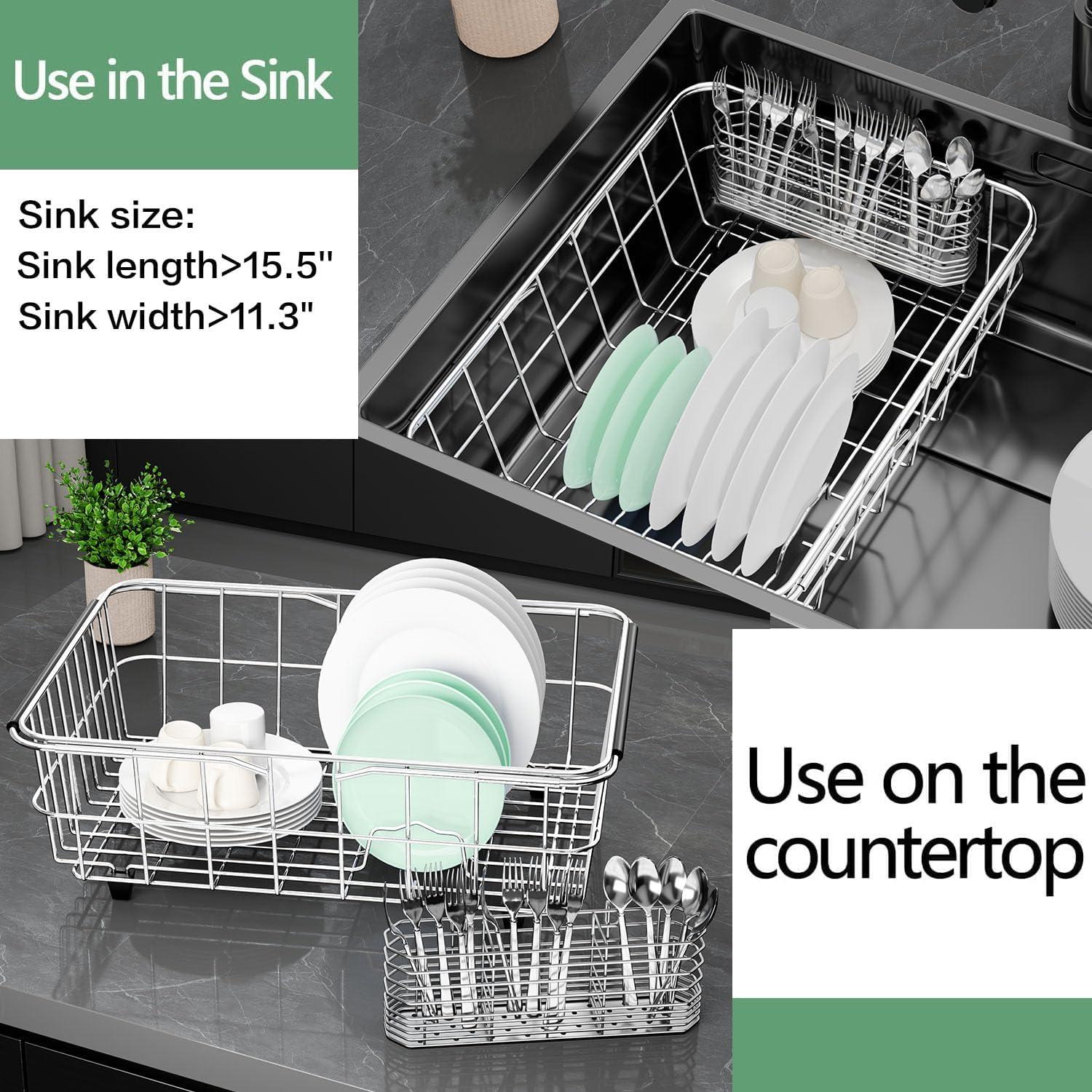 Escurridor de Platos Ajustable Fanbsy Acero Inoxidable 304