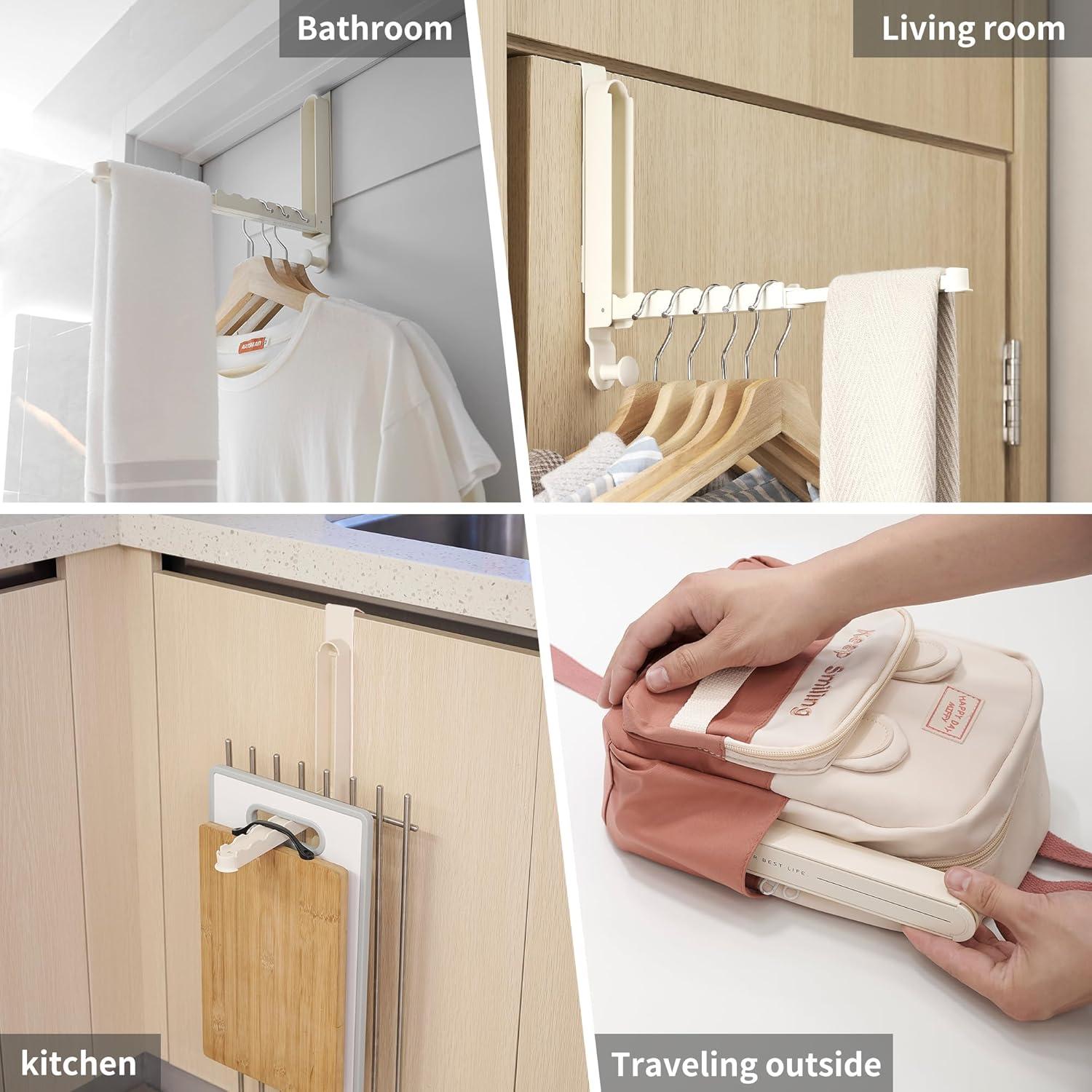 Ganchos sobre la puerta RFOUO Plegables 6+1 Blanco Lechoso