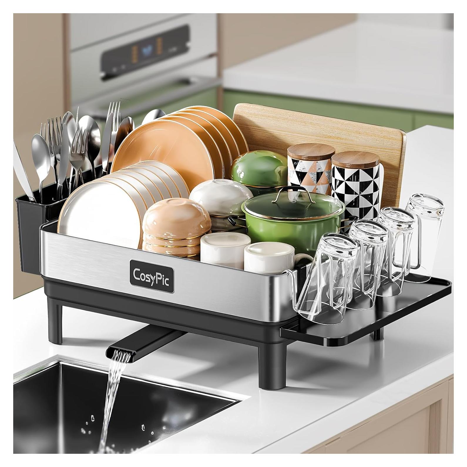 Estante de Secado de Platos CosyPic de Acero Inoxidable 304 Negro