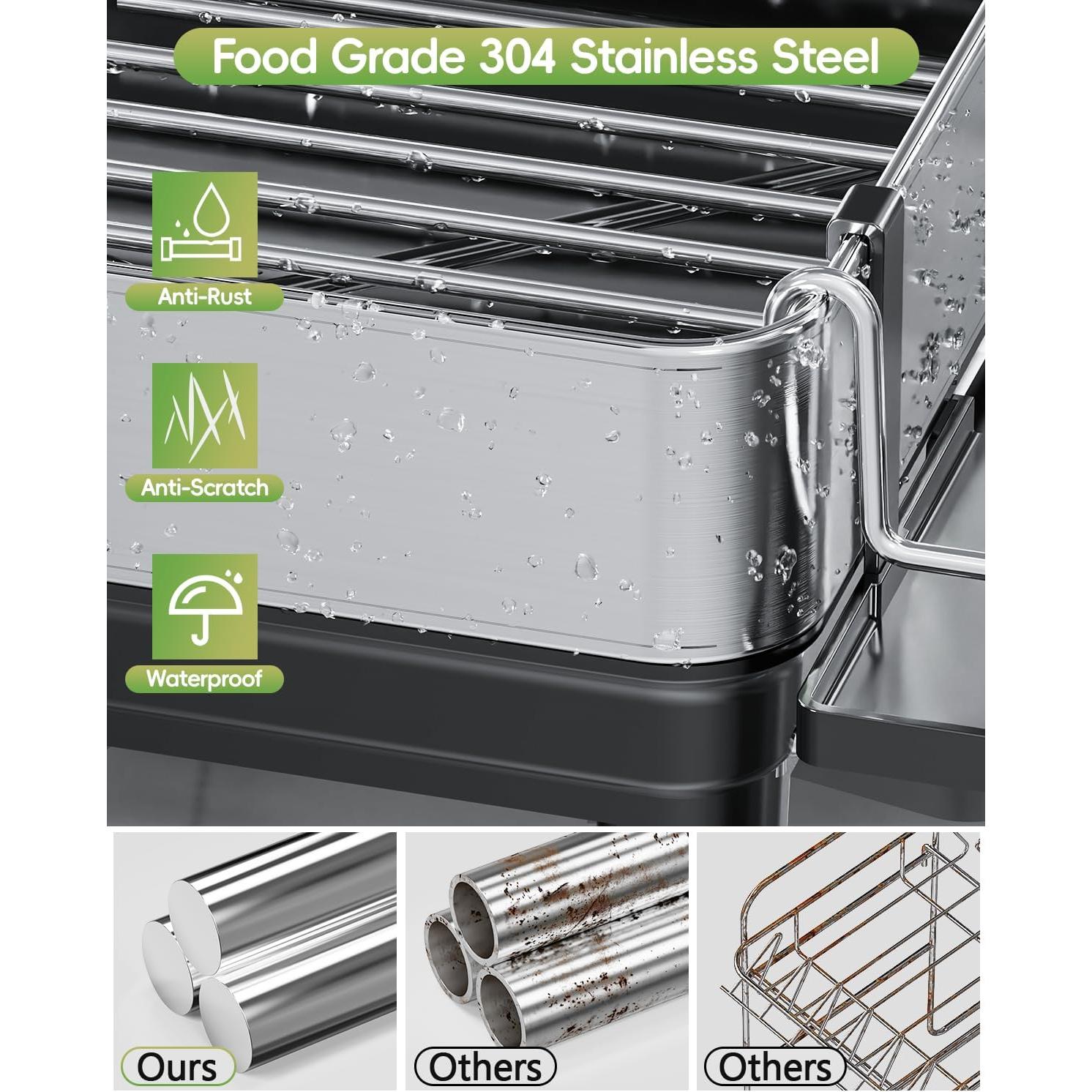 Estante de Secado de Platos CosyPic de Acero Inoxidable 304 Negro