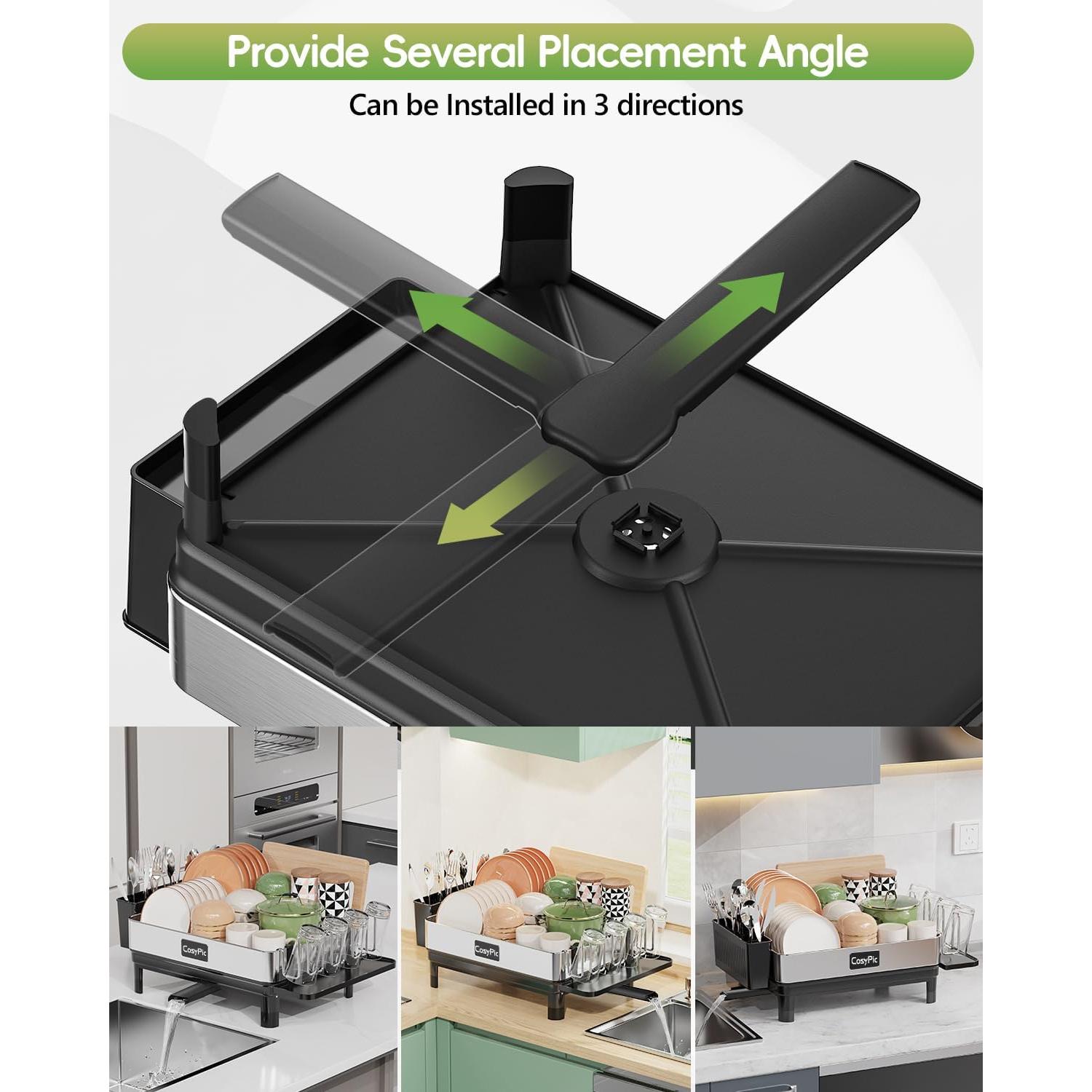 Estante de Secado de Platos CosyPic de Acero Inoxidable 304 Negro