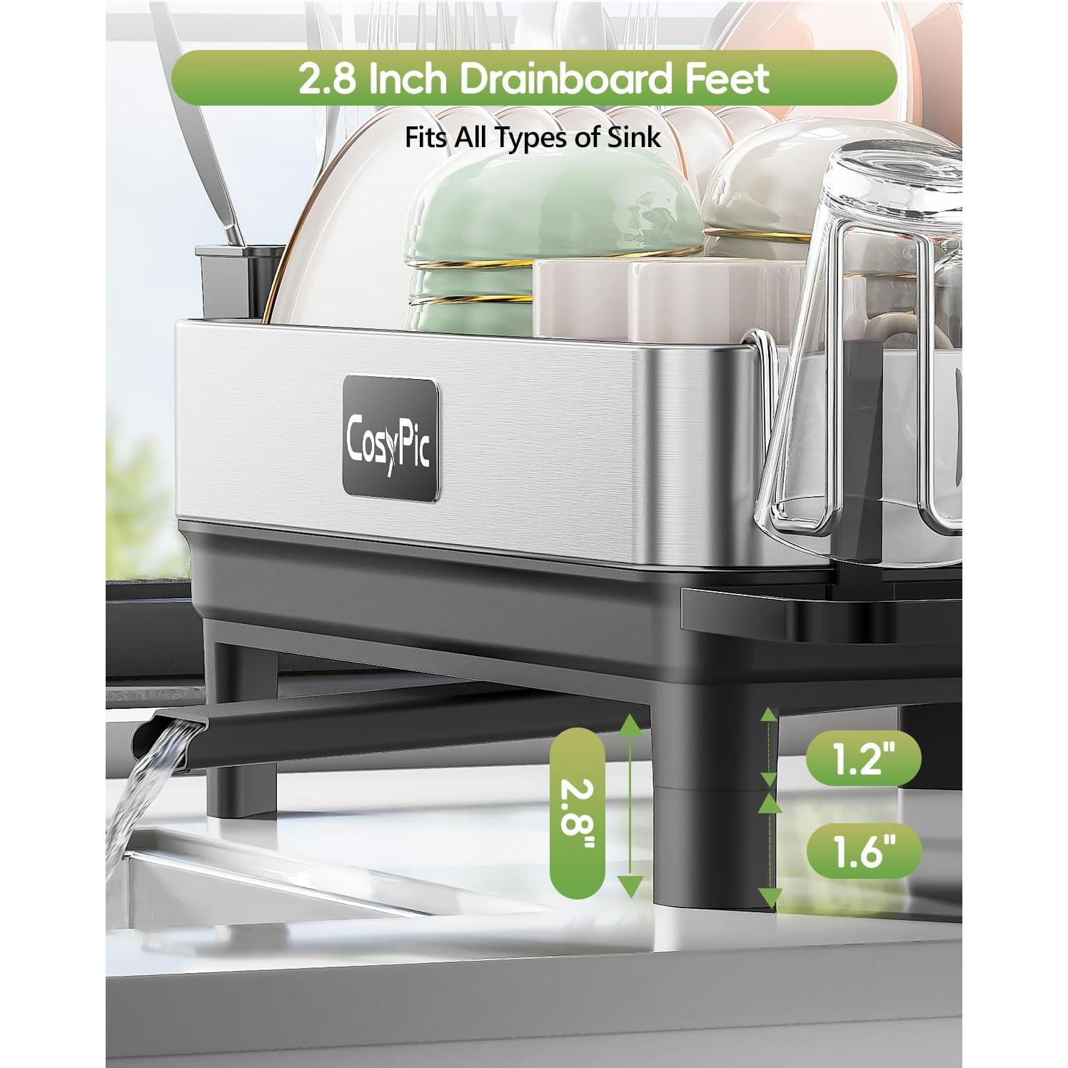 Estante de Secado de Platos CosyPic de Acero Inoxidable 304 Negro