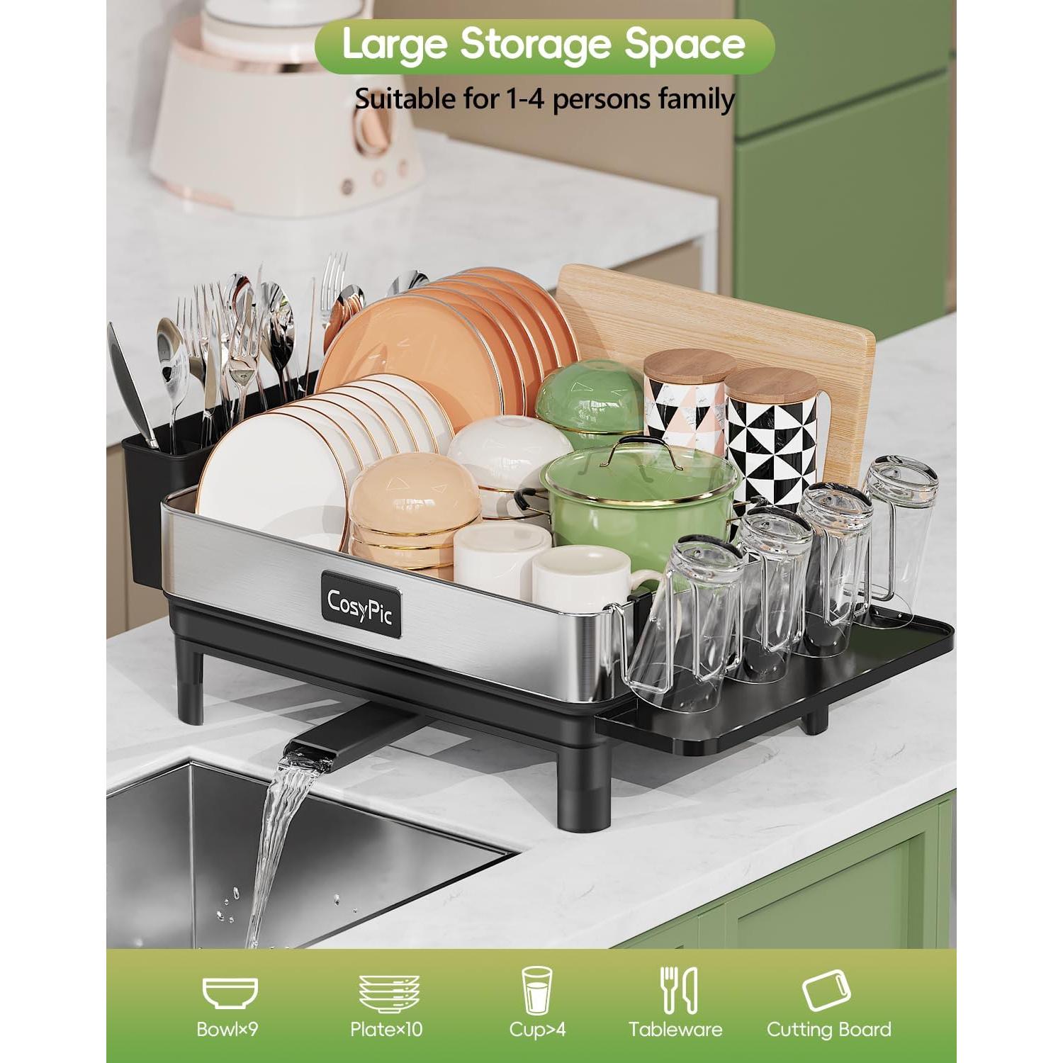 Estante de Secado de Platos CosyPic de Acero Inoxidable 304 Negro