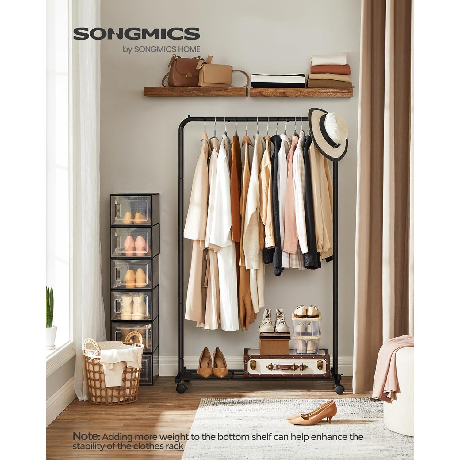 Perchero con Ruedas SONGMICS de Metal Negro 158 cm 50 kg