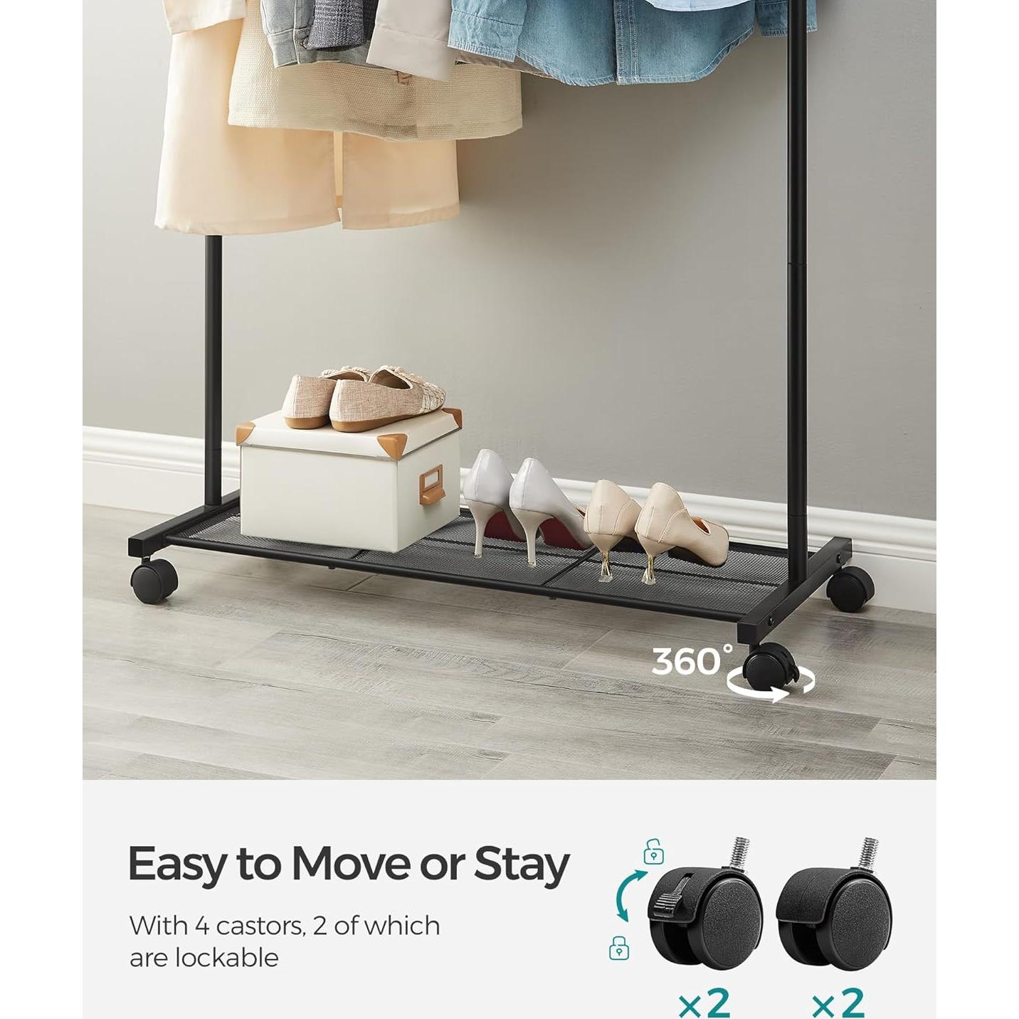 Perchero con Ruedas SONGMICS de Metal Negro 158 cm 50 kg