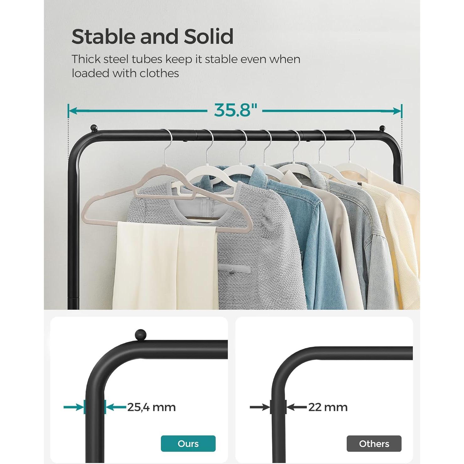 Perchero con Ruedas SONGMICS de Metal Negro 158 cm 50 kg