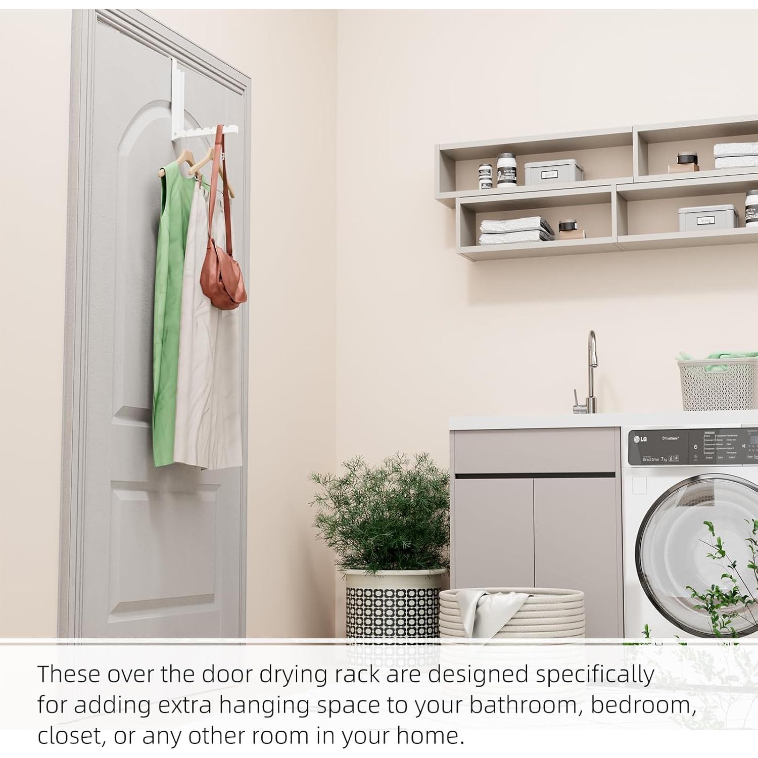Estante de Secado Plegable WLCSNG para Puerta Blanco 2 Ganchos