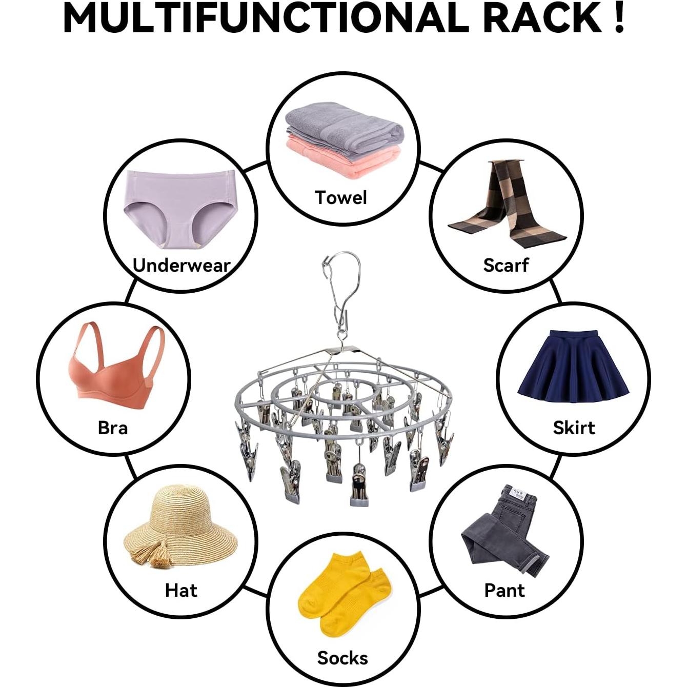 Soporte de Secado de Ropa Funamily Acero Inoxidable 24 Clips