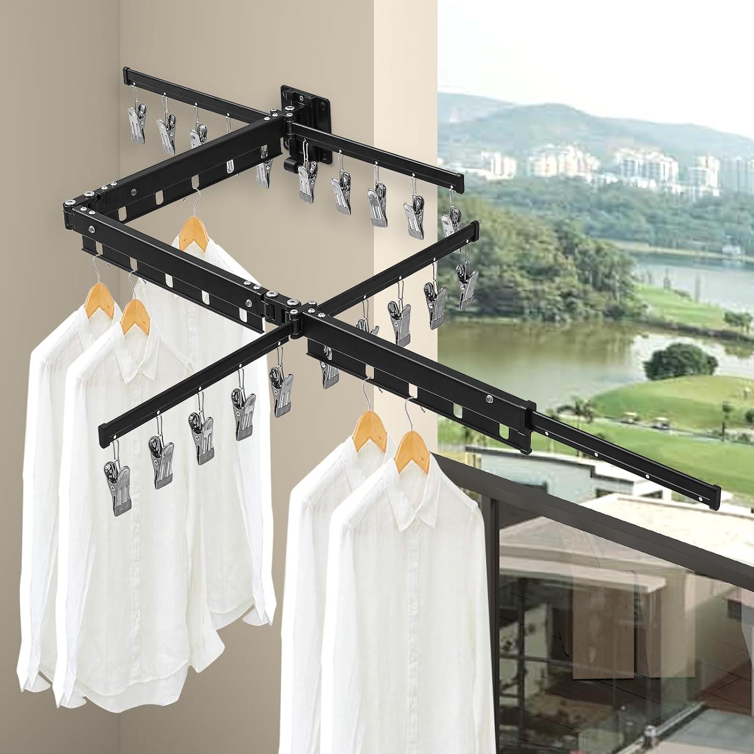 Estante Plegable para Secar Ropa BESy Aluminio Negro 50.8x58.4cm