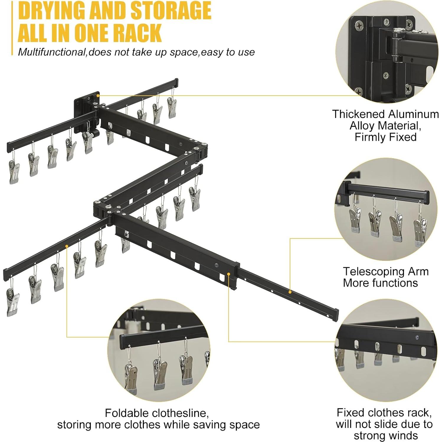 Estante Plegable para Secar Ropa BESy Aluminio Negro 50.8x58.4cm