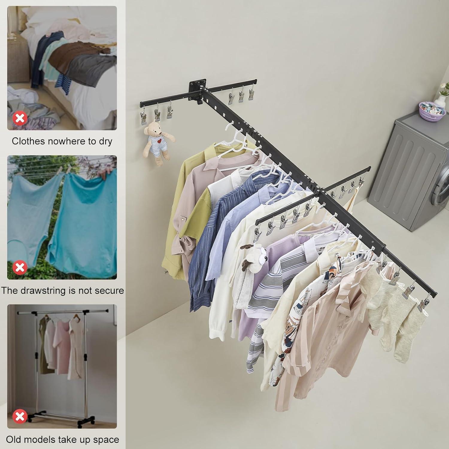 Estante Plegable para Secar Ropa BESy Aluminio Negro 50.8x58.4cm