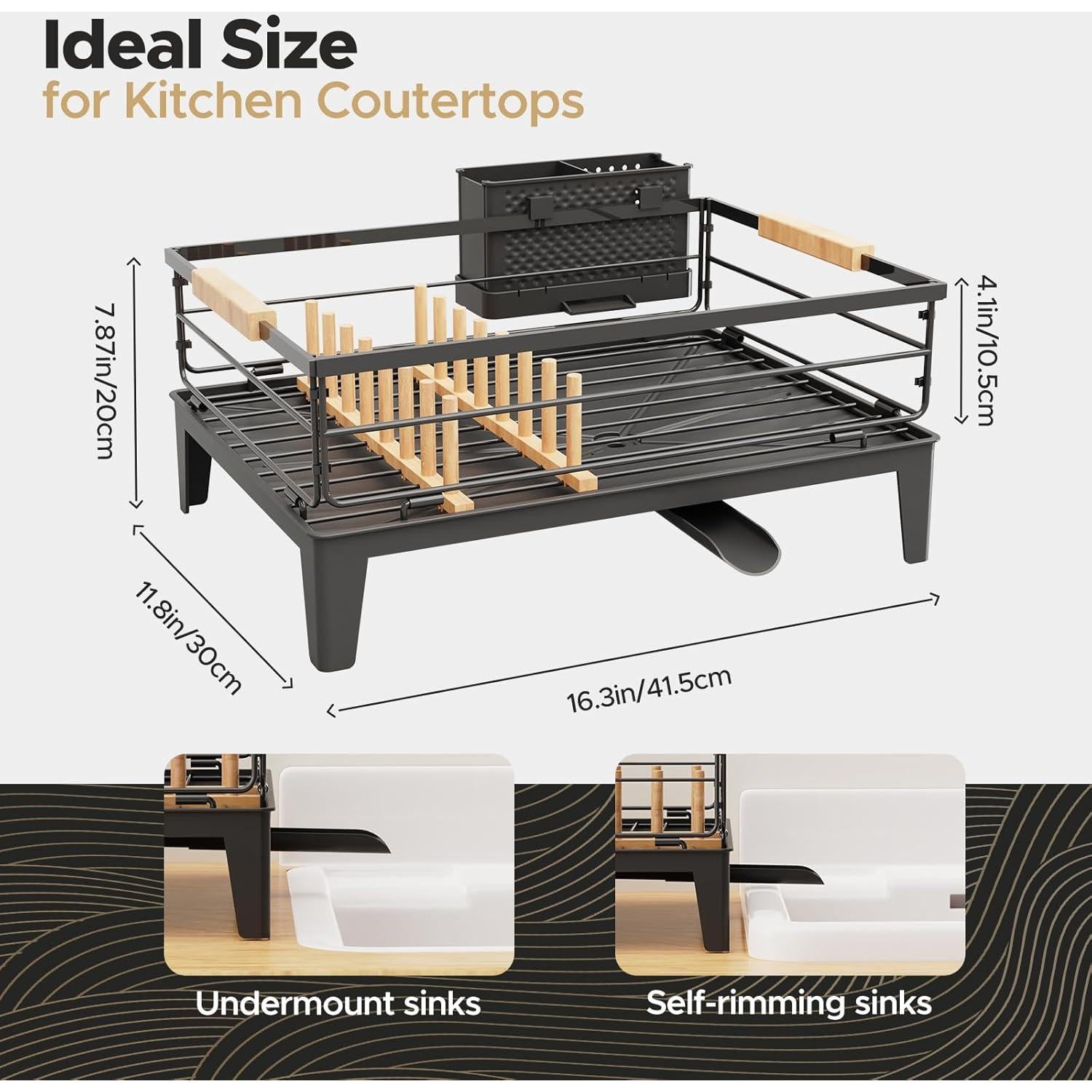 Estante para Secar Platos JYPS con Drenaje Automático Negro