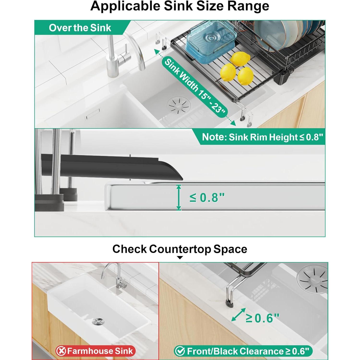 Escurridor de Platos Extensible GSlife - Negro 2 en 1 para Fregadero