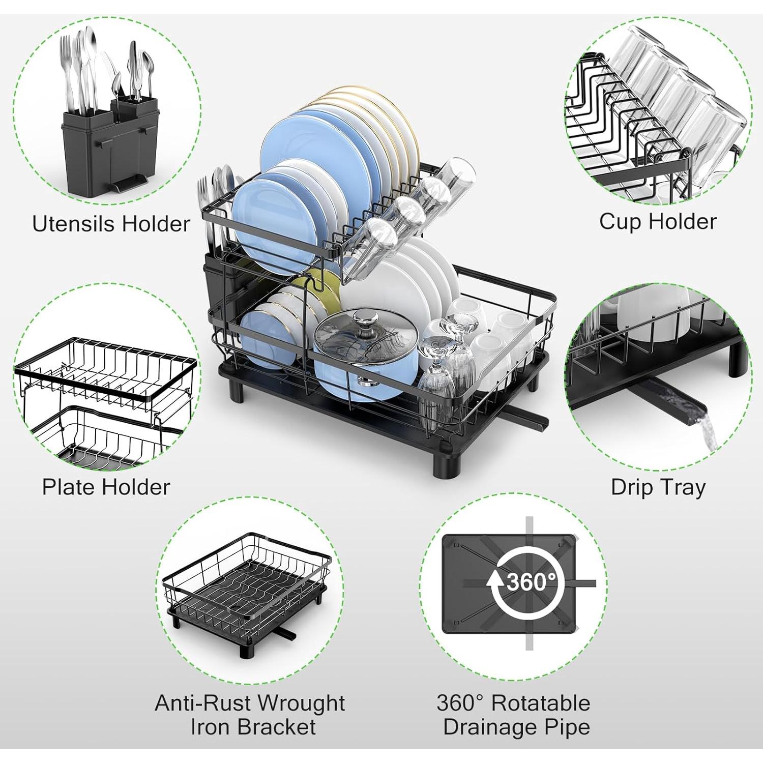 Escurridor de Platos DMTXCRP 2 Niveles Acero Inoxidable 43x33cm
