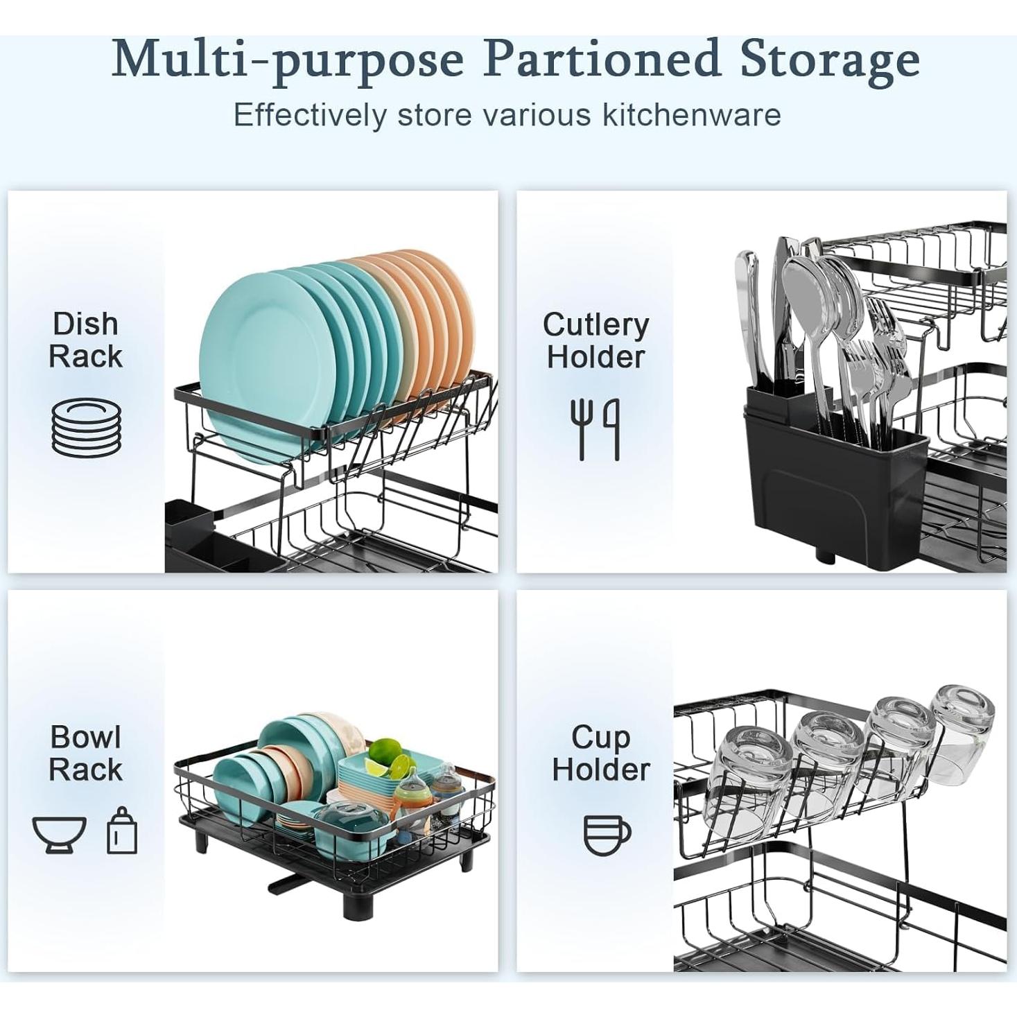 Escurridor de Platos DMTXCRP 2 Niveles Acero Inoxidable 43x33cm