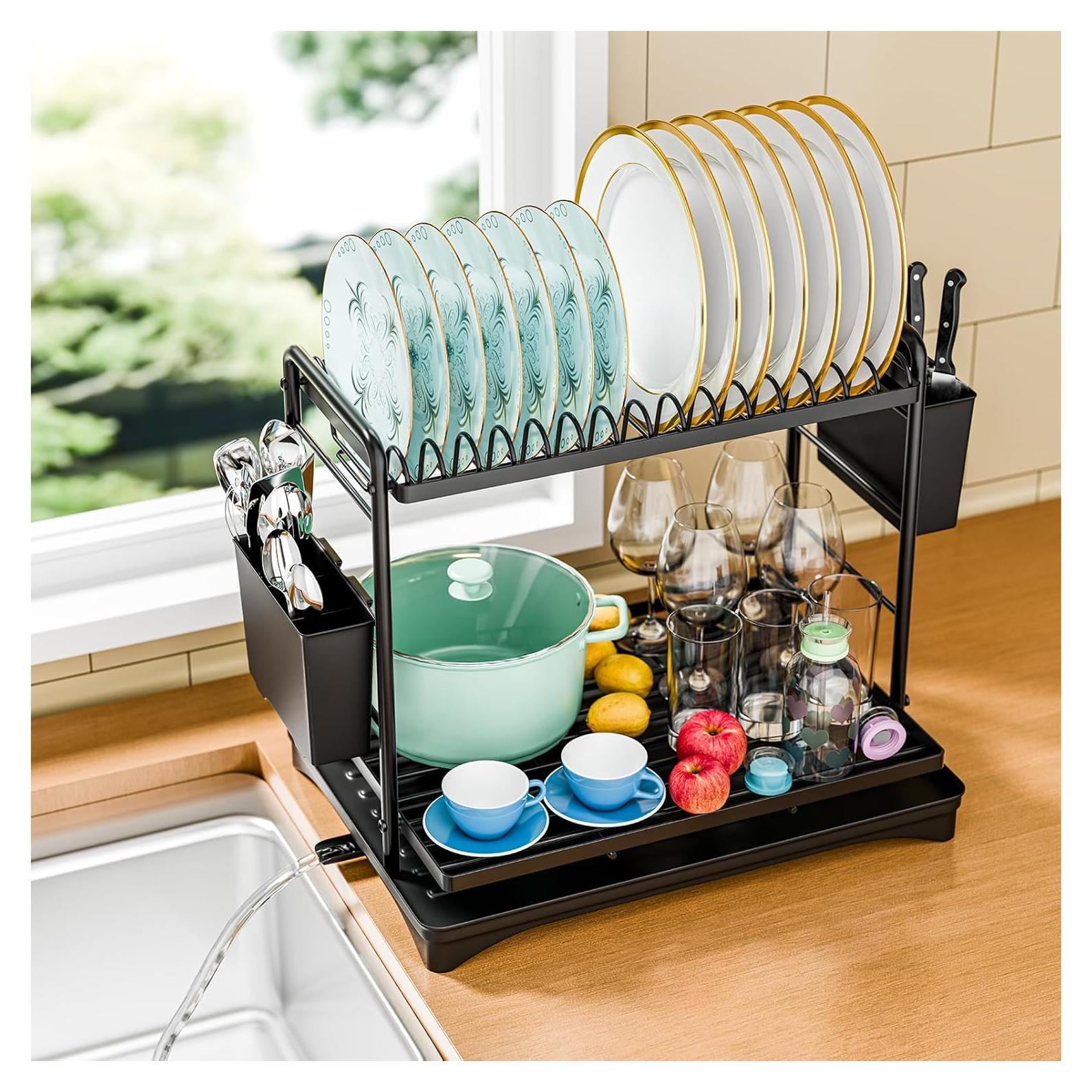 Estante de Secado de Platos Simple Trending 2 Niveles Negro