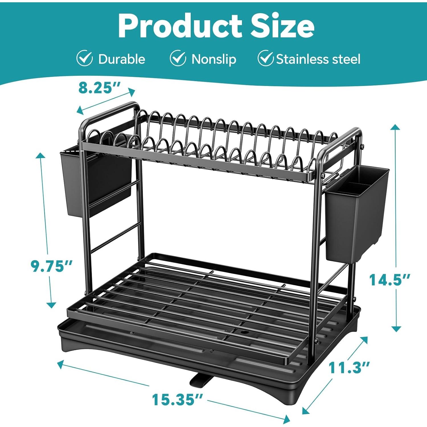 Estante de Secado de Platos Simple Trending 2 Niveles Negro