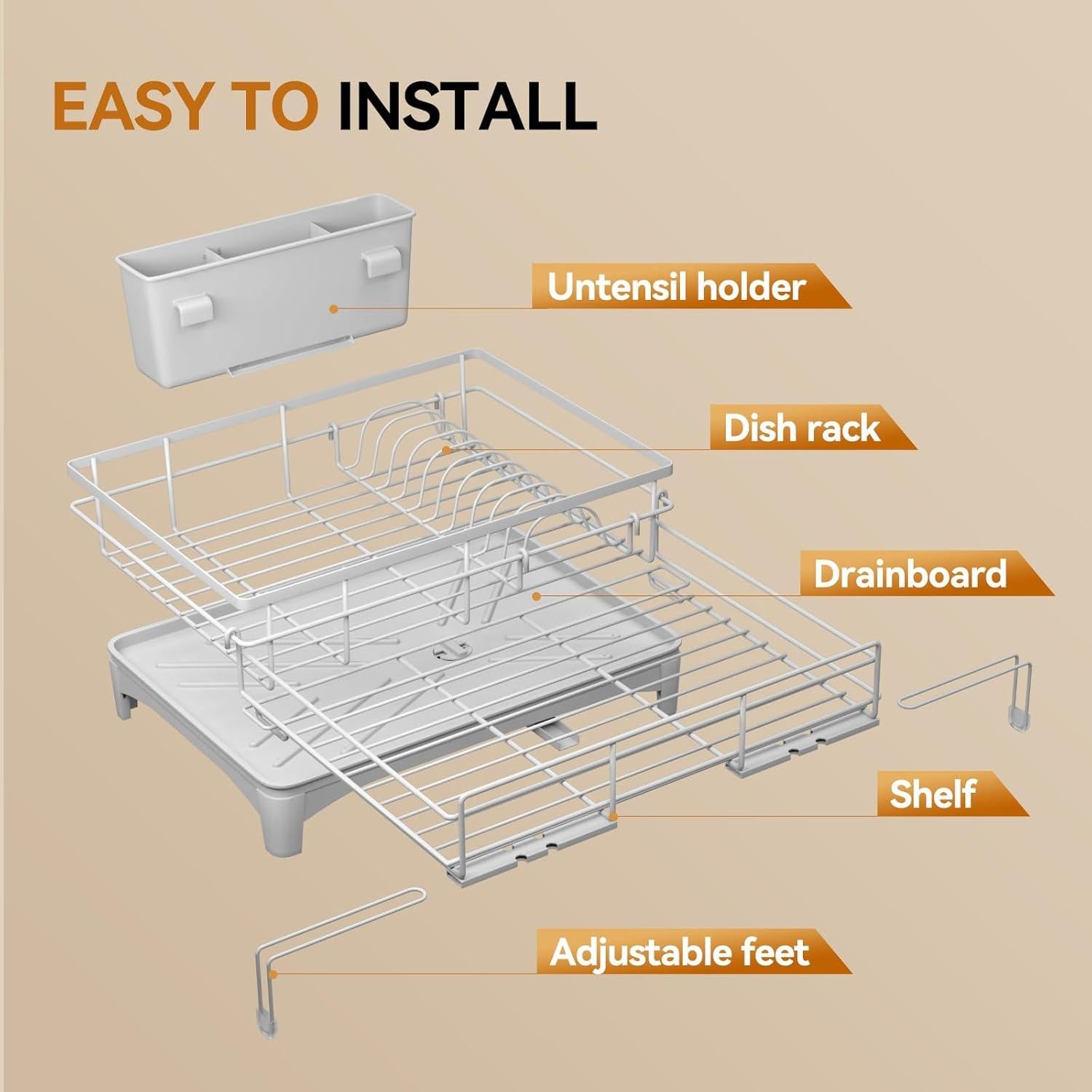 Escurridor de Platos Expandible Laveshop Gris 2.24 kg Drenaje Automático