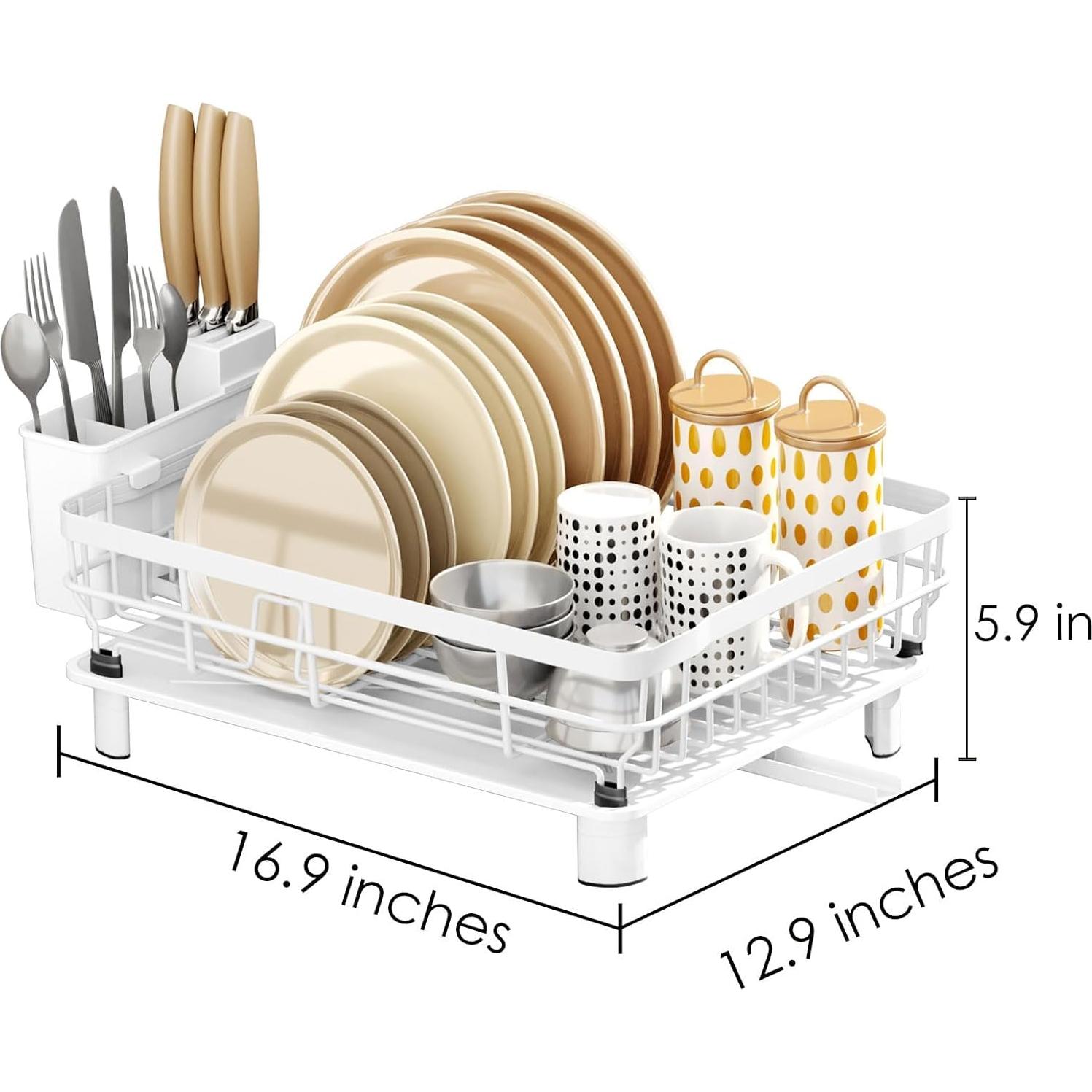 Escurridor de Platos AIDERLY Blanco con Drenaje Extensible