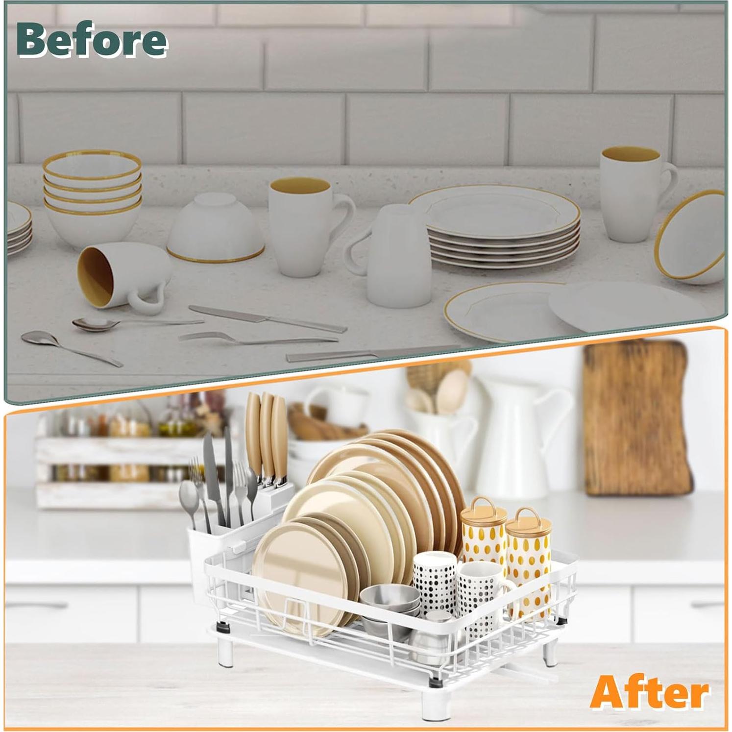 Escurridor de Platos AIDERLY Blanco con Drenaje Extensible