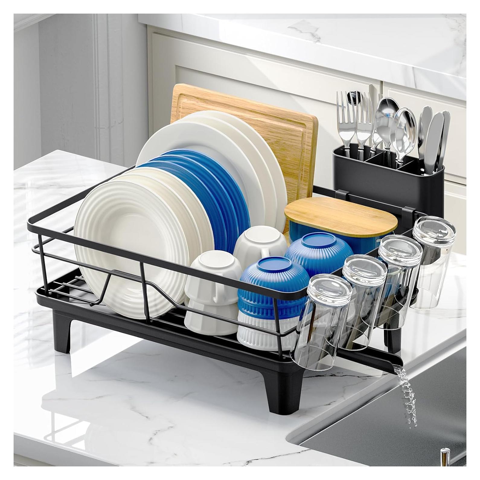 Escurridor de Platos Urackify Negro con Drenaje Automático 1.17 kg