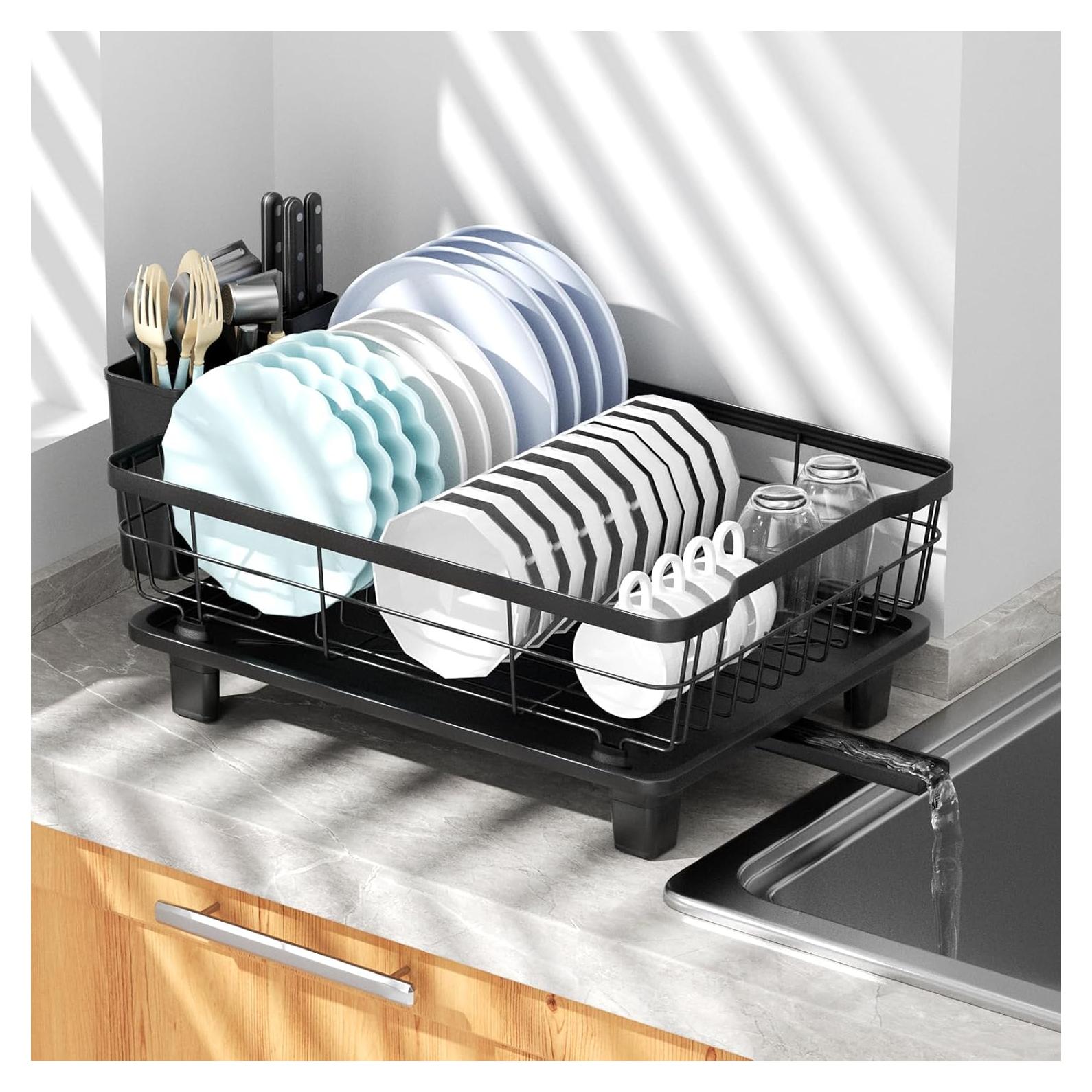 Escurridor de Platos Compacto BULIJUJU 28x38 cm Negro