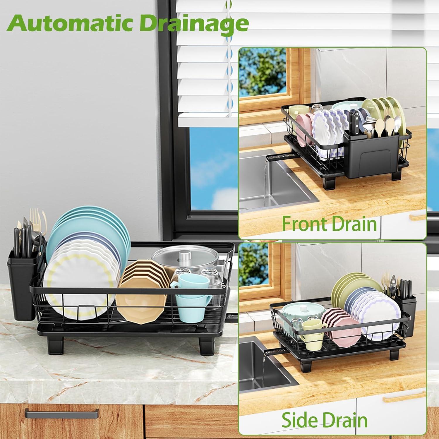 Escurridor de Platos Compacto BULIJUJU 28x38 cm Negro