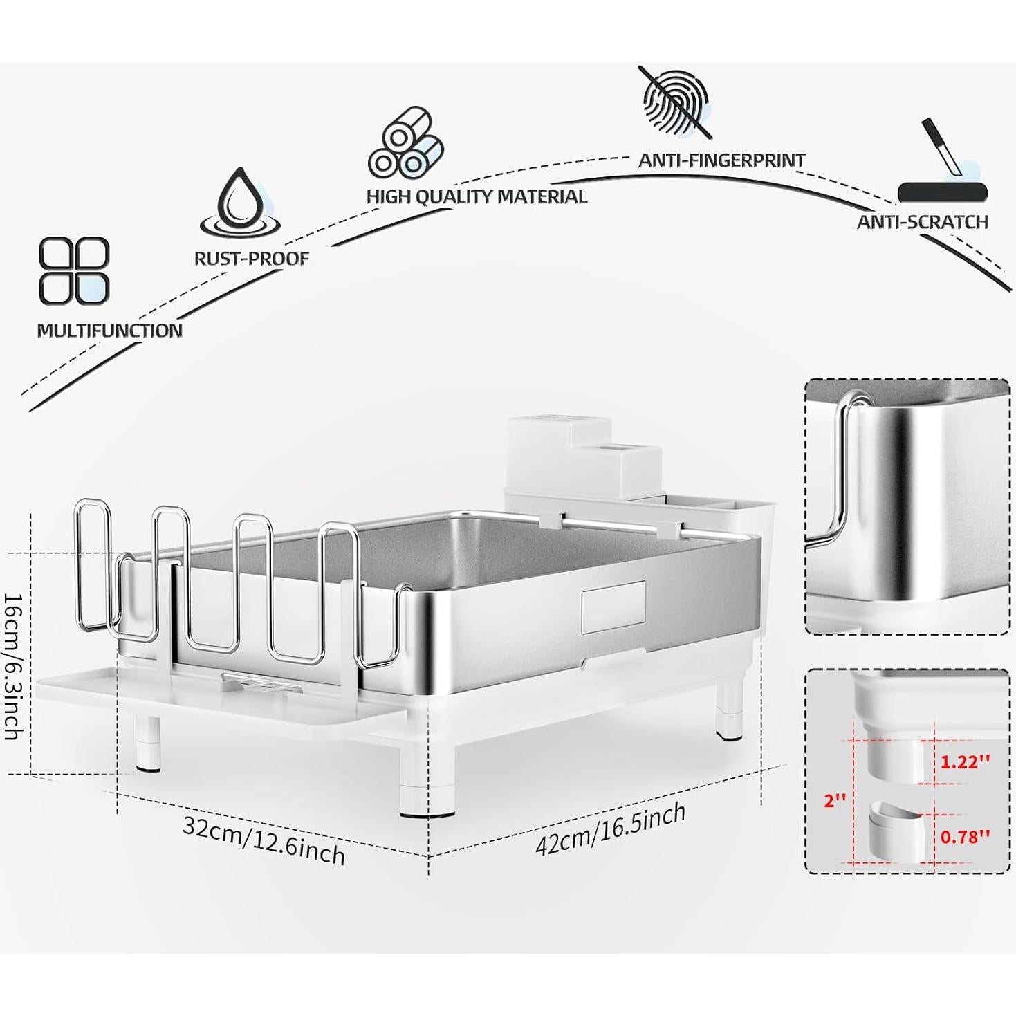 Escurridor de Platos Ewaiira Acero Inoxidable Blanco 41.9x32cm