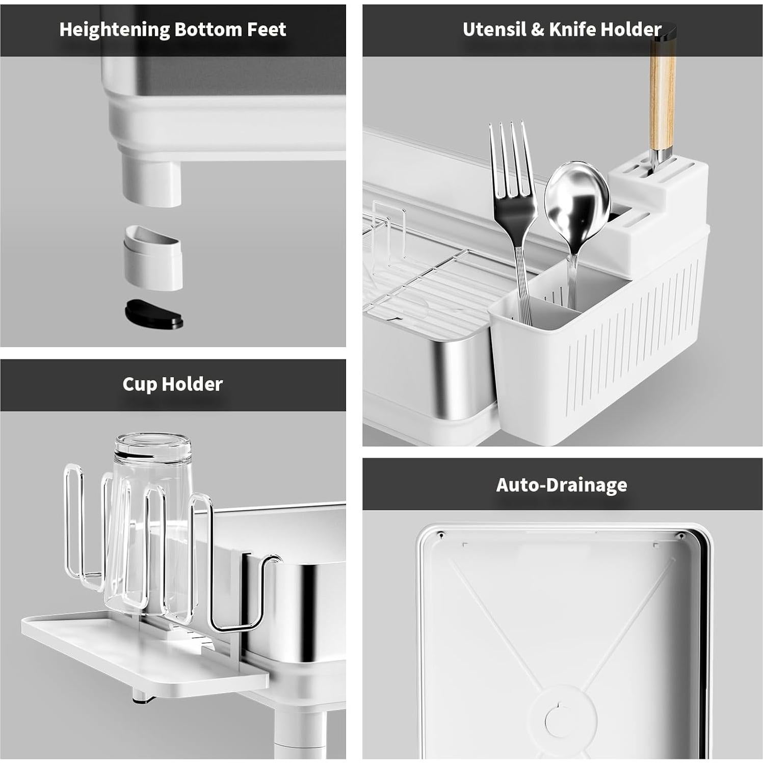 Escurridor de Platos Ewaiira Acero Inoxidable Blanco 41.9x32cm