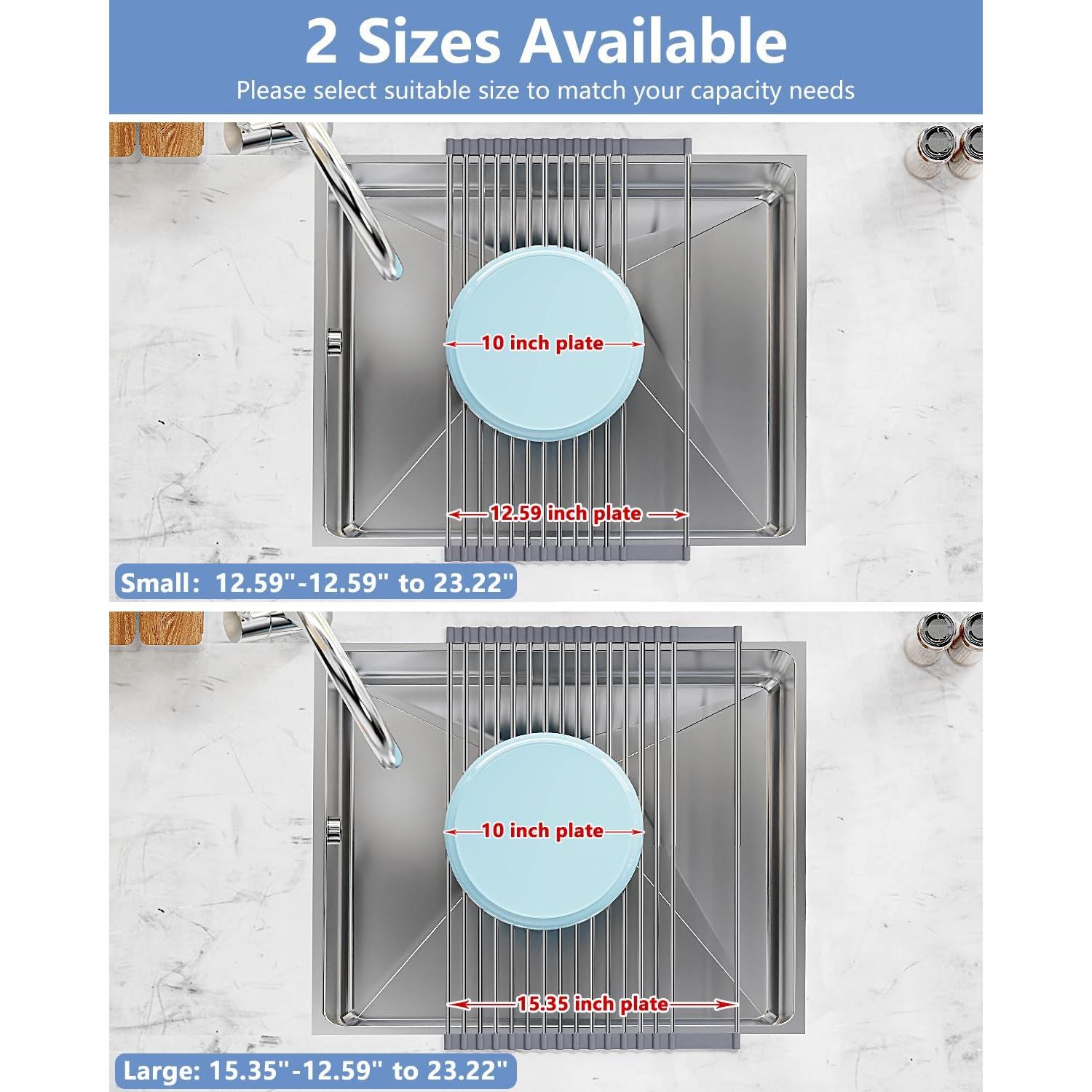 Escurridor de Platos Plegable LIONONLY Acero Inoxidable 304 32-59 cm