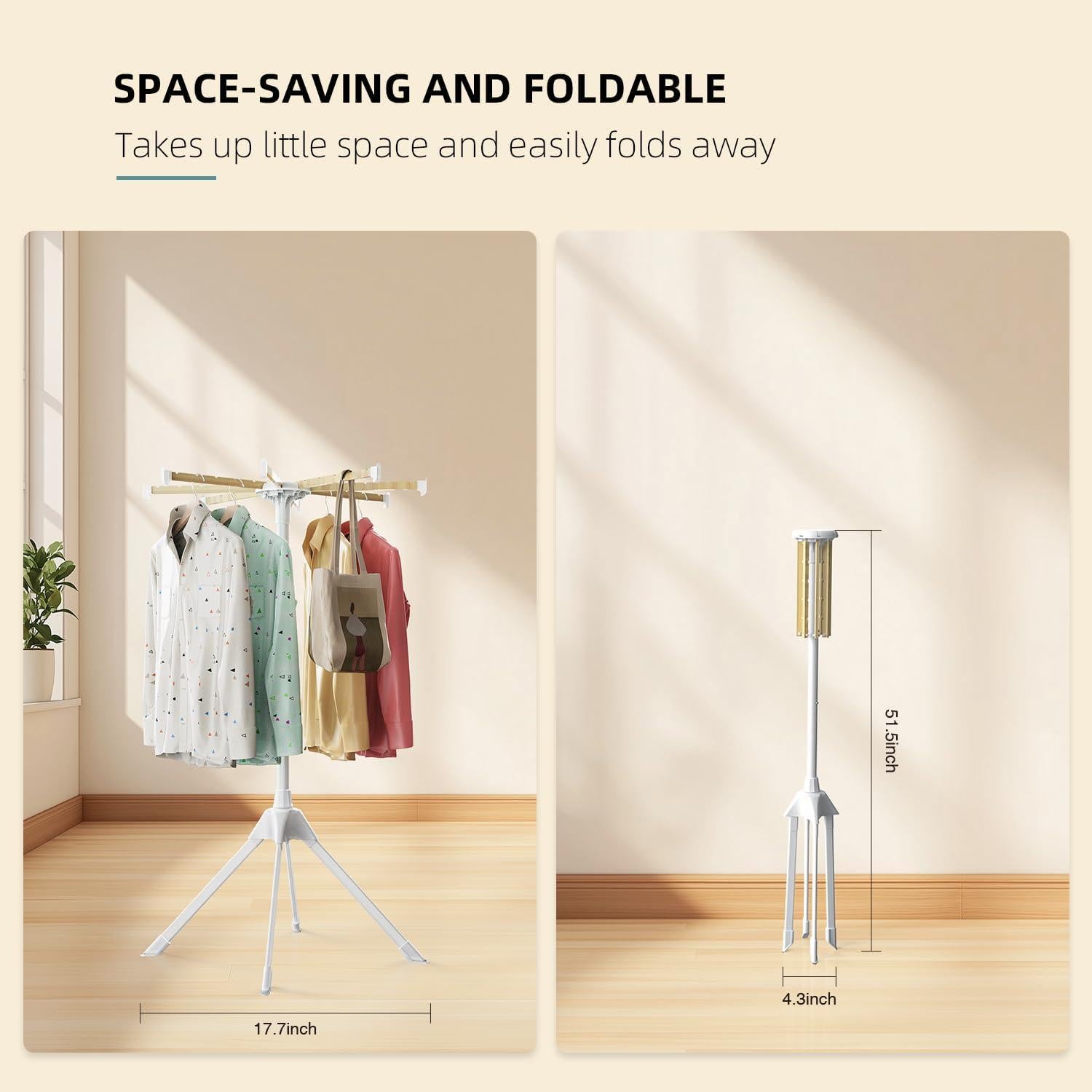 Estante Secar Ropa Plegable SZJoyBet 126x57 cm Blanco