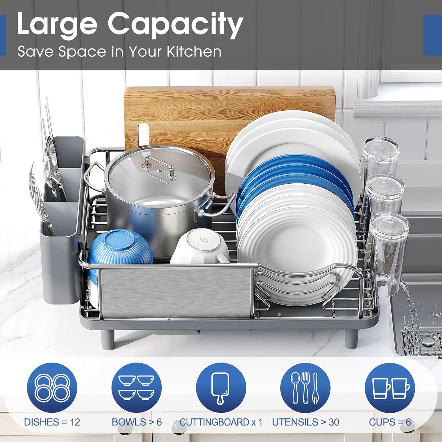 Escurridor de Platos Urackify de Acero Inoxidable 304 Gris