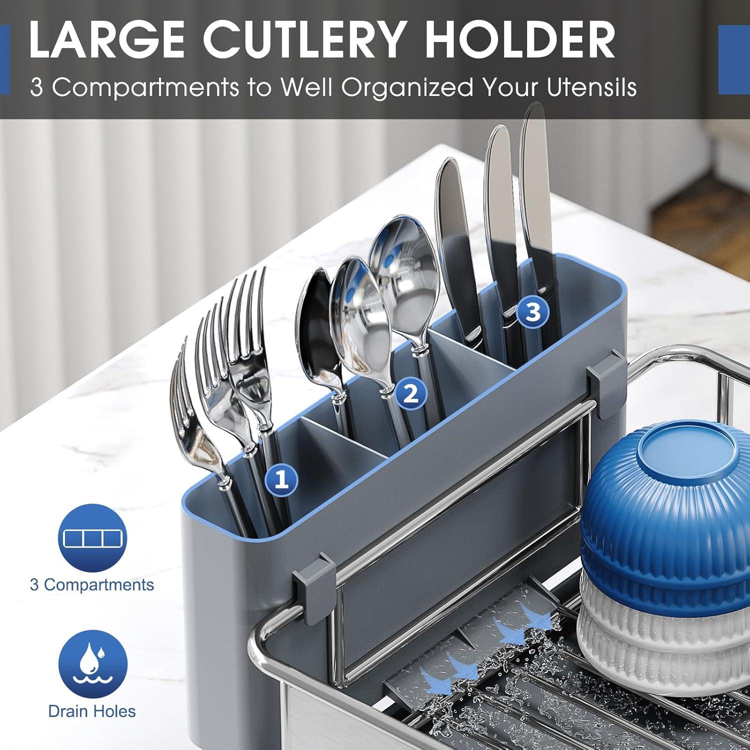 Escurridor de Platos Urackify de Acero Inoxidable 304 Gris