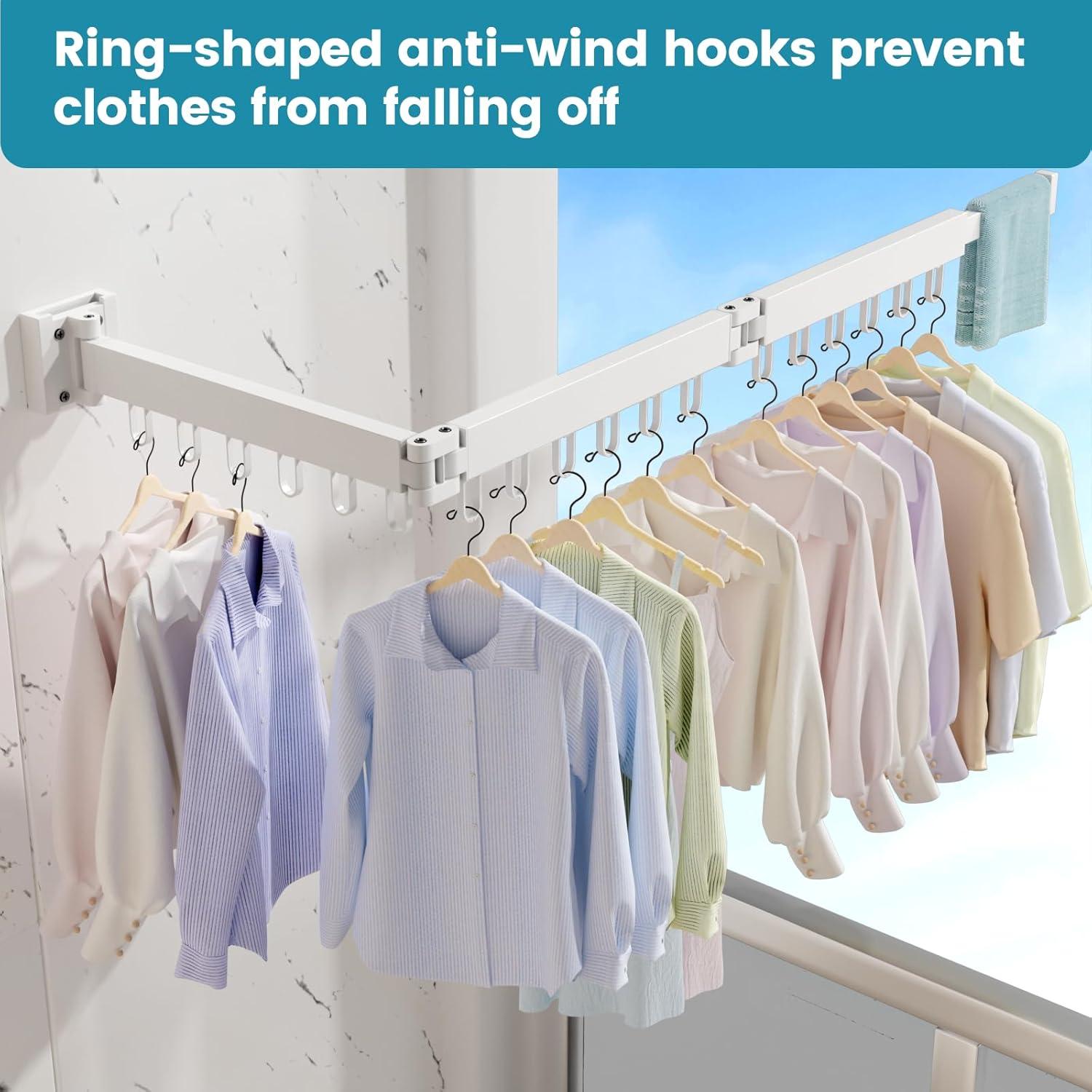 Estante Plegable para Secar Ropa Abiglifty Blanco 18 Ganchos