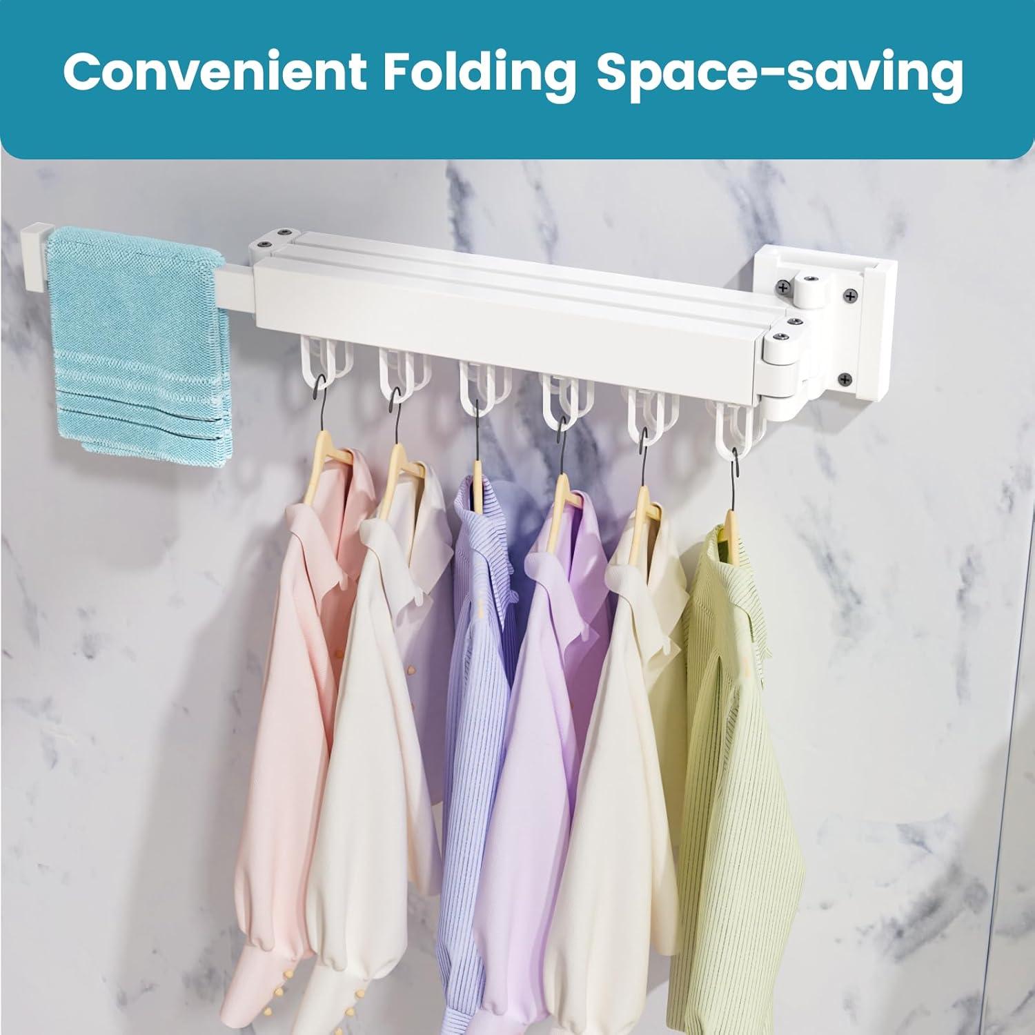 Estante Plegable para Secar Ropa Abiglifty Blanco 18 Ganchos