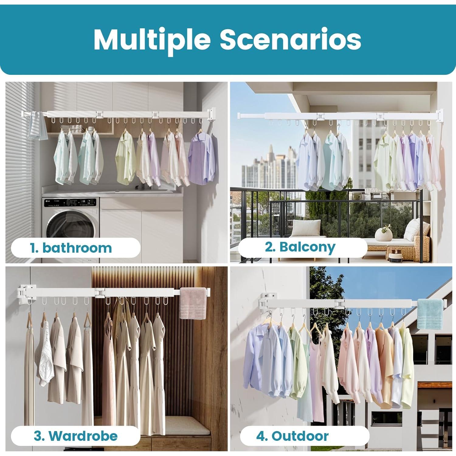 Estante Plegable para Secar Ropa Abiglifty Blanco 18 Ganchos