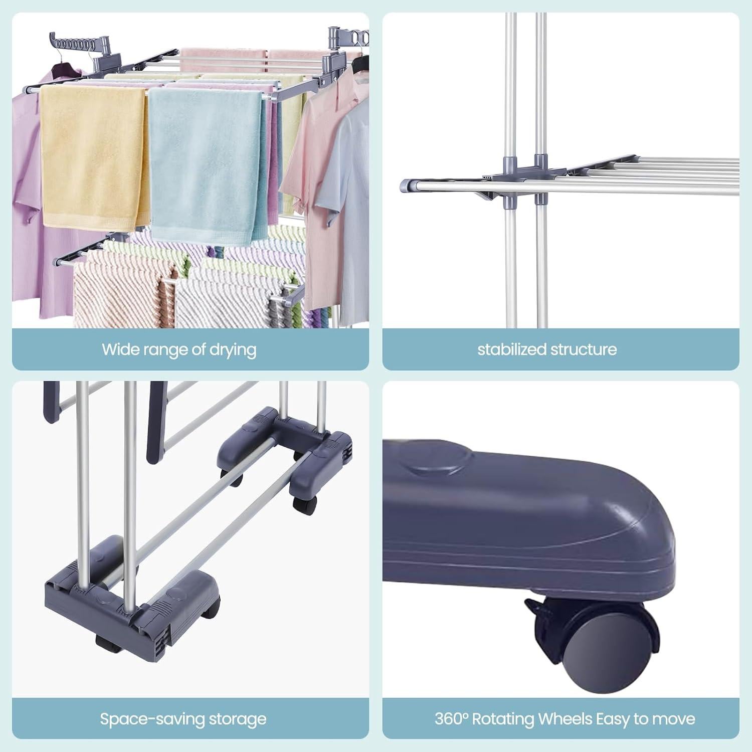 Estante Plegable para Secar Ropa Pheluoca 4 Niveles 177.8 cm