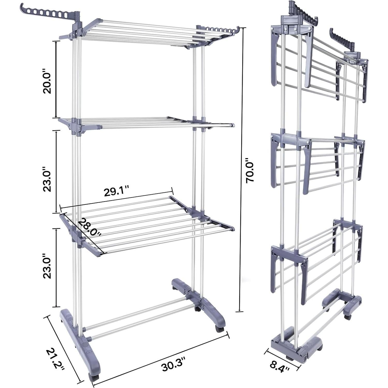 Estante Plegable para Secar Ropa Pheluoca 4 Niveles 177.8 cm