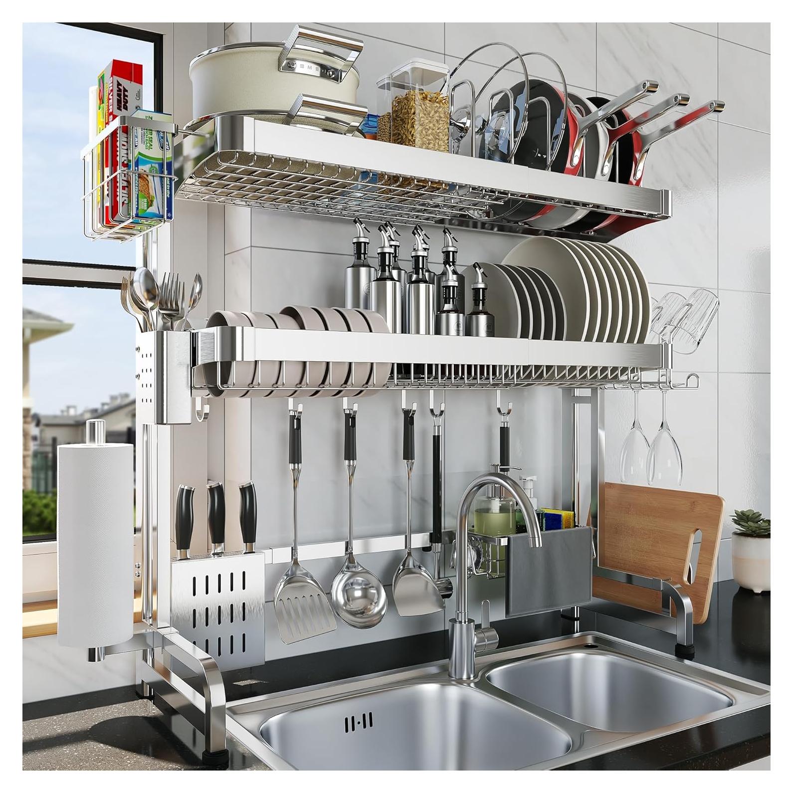 Escurridor de Platos LIVOD 3 Niveles Acero Inoxidable Ajustable